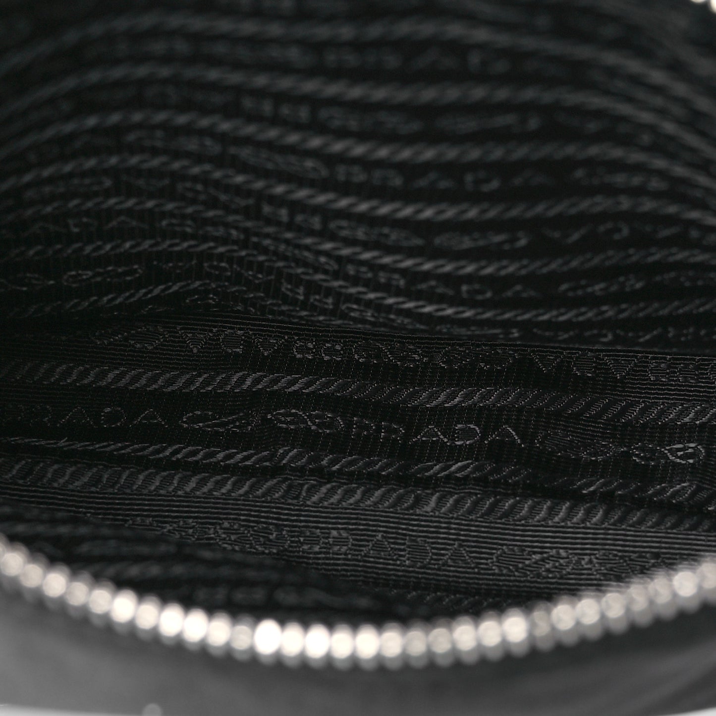 Re-Nylon Saffiano Double Pouch Shoulder Bag Black