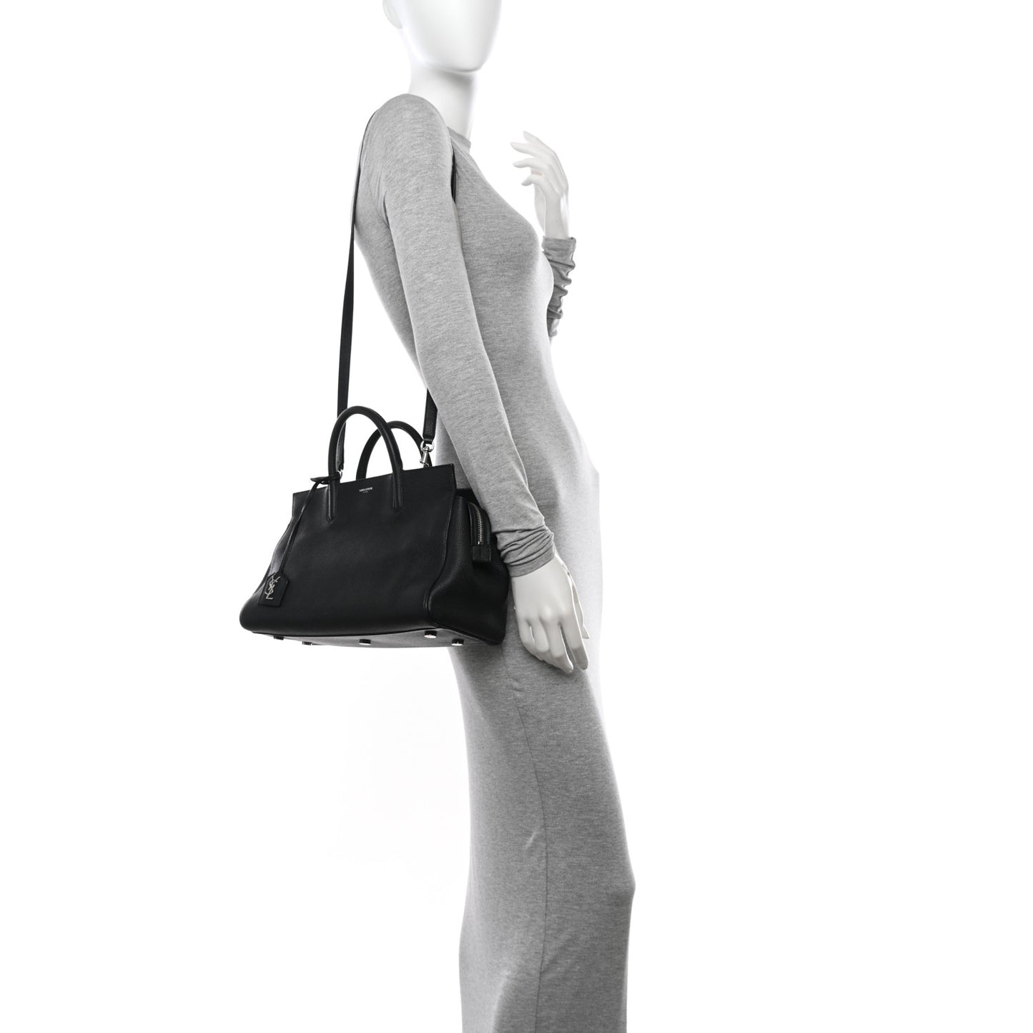 Grained Calfskin Small Cabas Rive Gauche Black