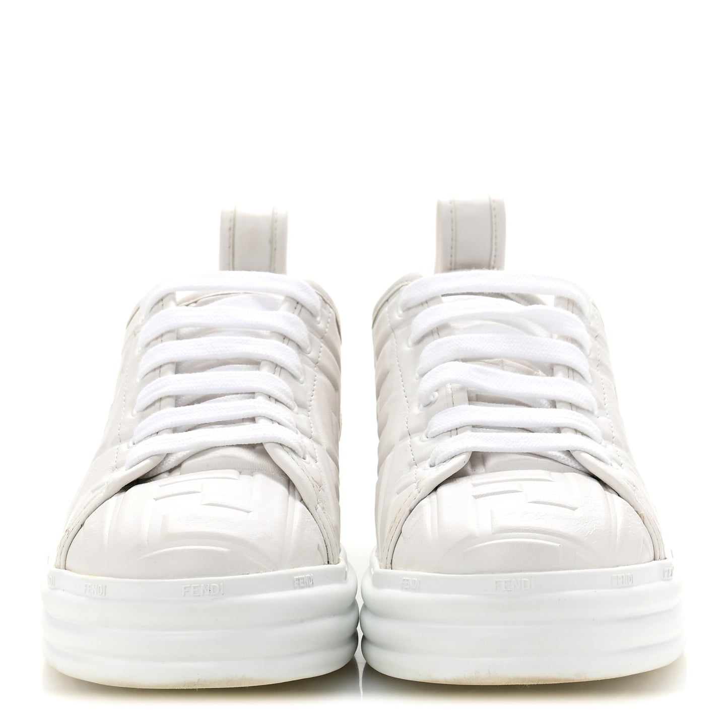 Nappa FF Embossed Rise Low Top Sneakers 37 White