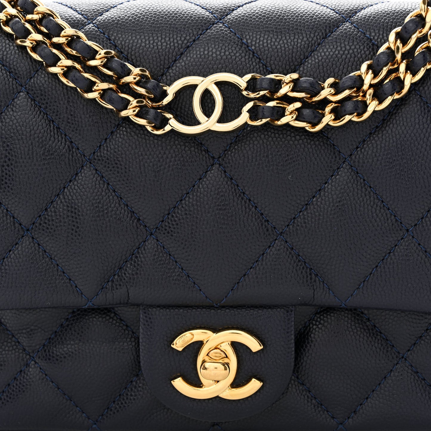 Caviar Quilted Mini CC You Flap Navy
