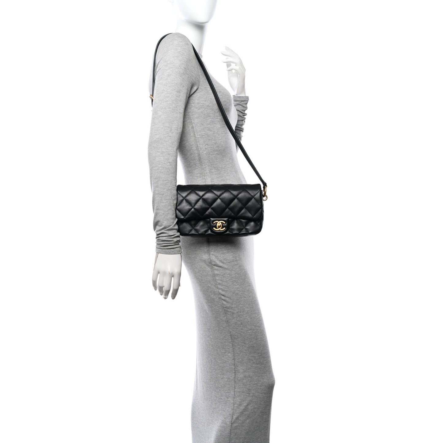 Lambskin Quilted Flap Black