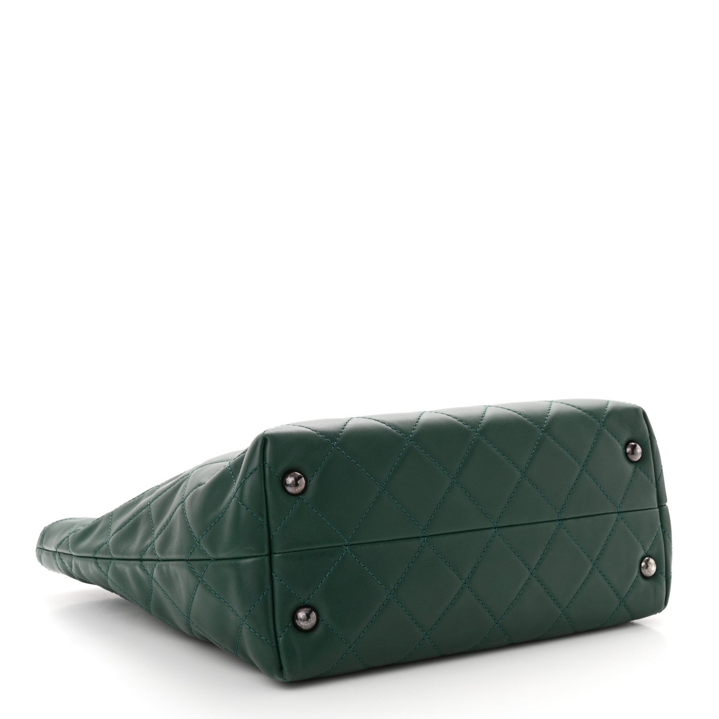 Calfskin Quilted Large Shopping In Chains Tote Green
