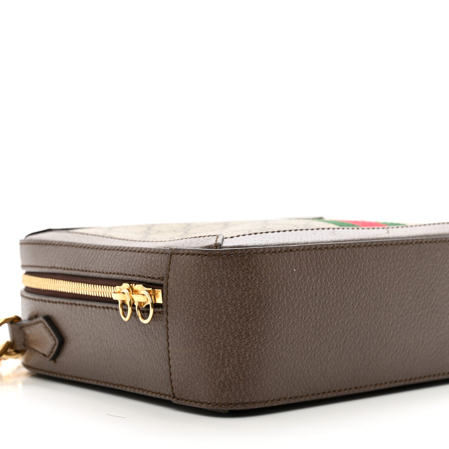 GG Supreme Monogram Web Small Ophidia Top Handle Shoulder Bag Brown