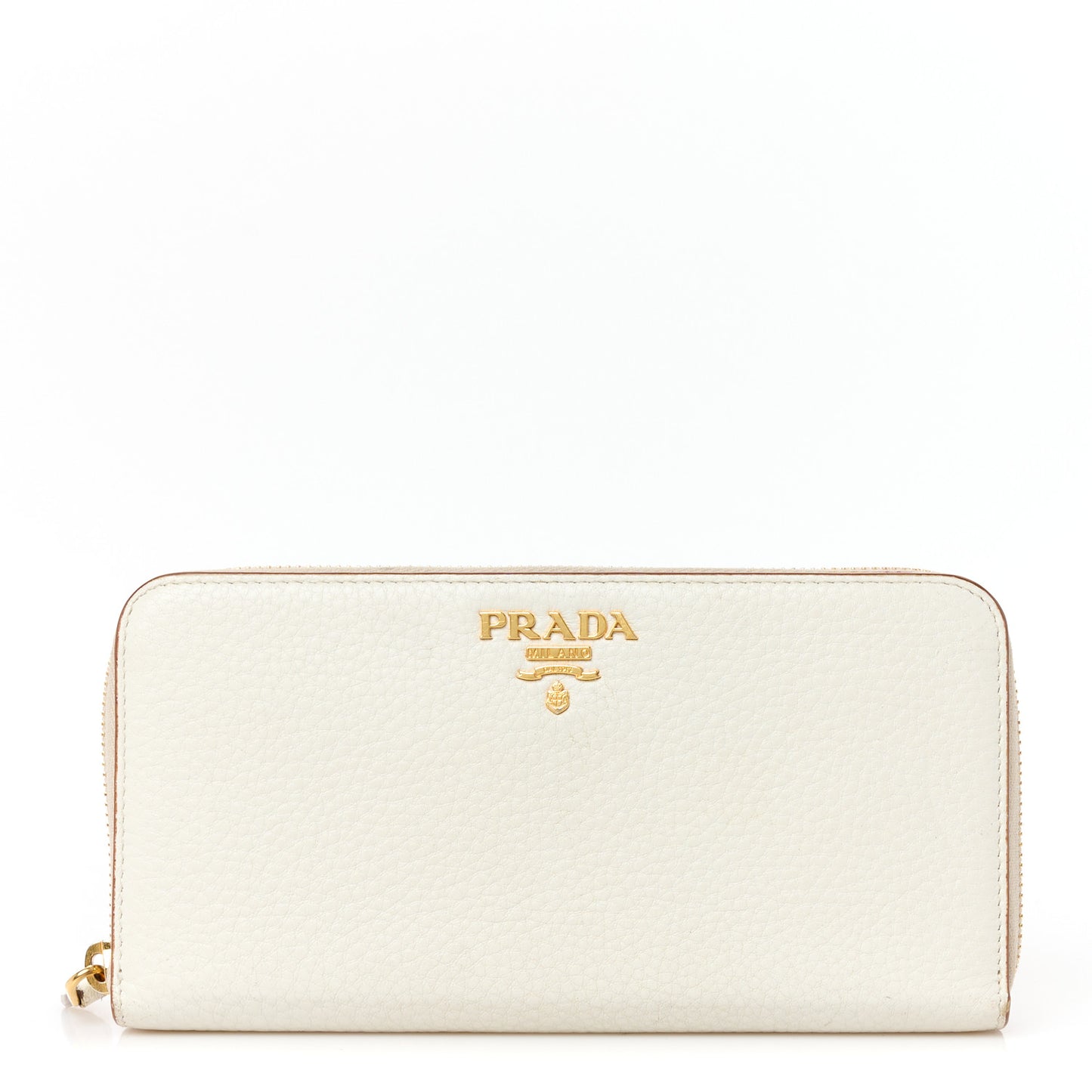 Daino Bi-Color Metal Zip Around Wallet Talco Caramel