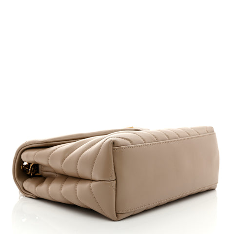 Calfskin Y Quilted Monogram Small Loulou Chain Satchel Dark Beige