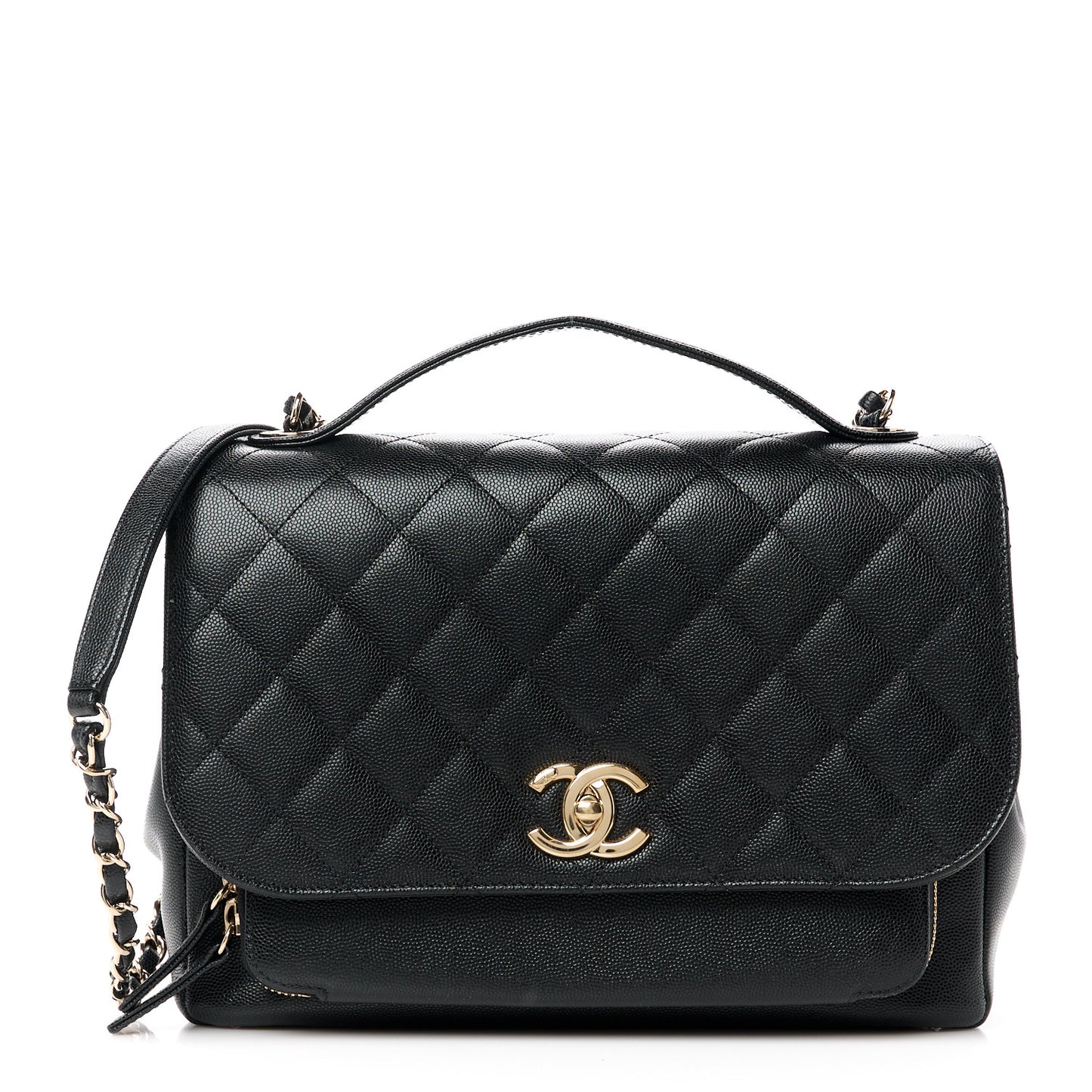 Caviar Quilted Large Business Affinity Flap Black