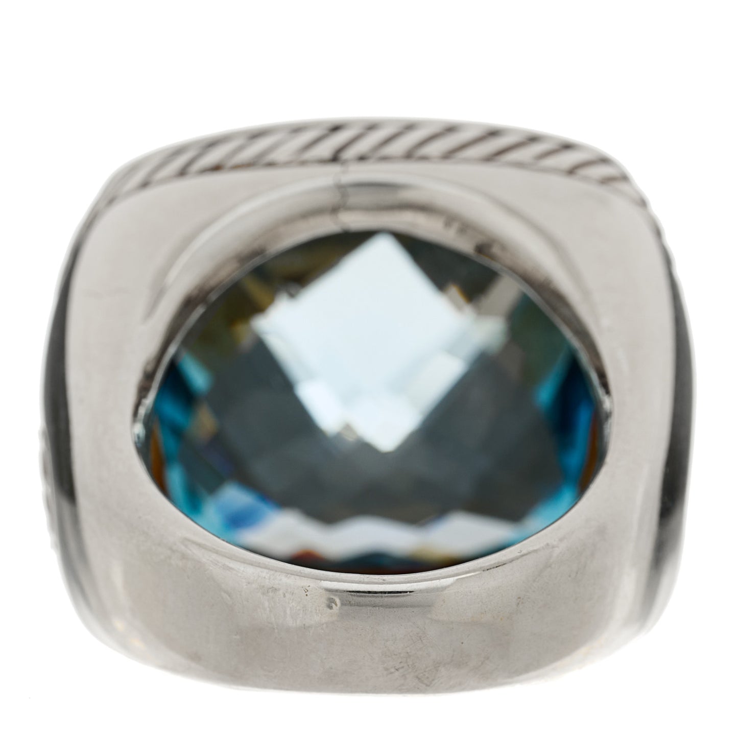 Sterling Silver Diamond Blue Topaz 20mm Albion Ring 56 7.5
