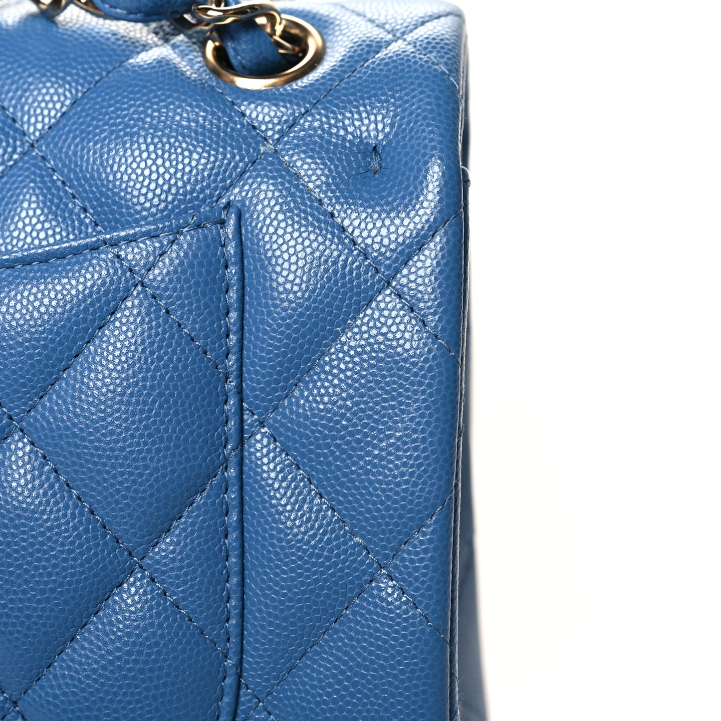Caviar Quilted Jumbo Double Flap Blue