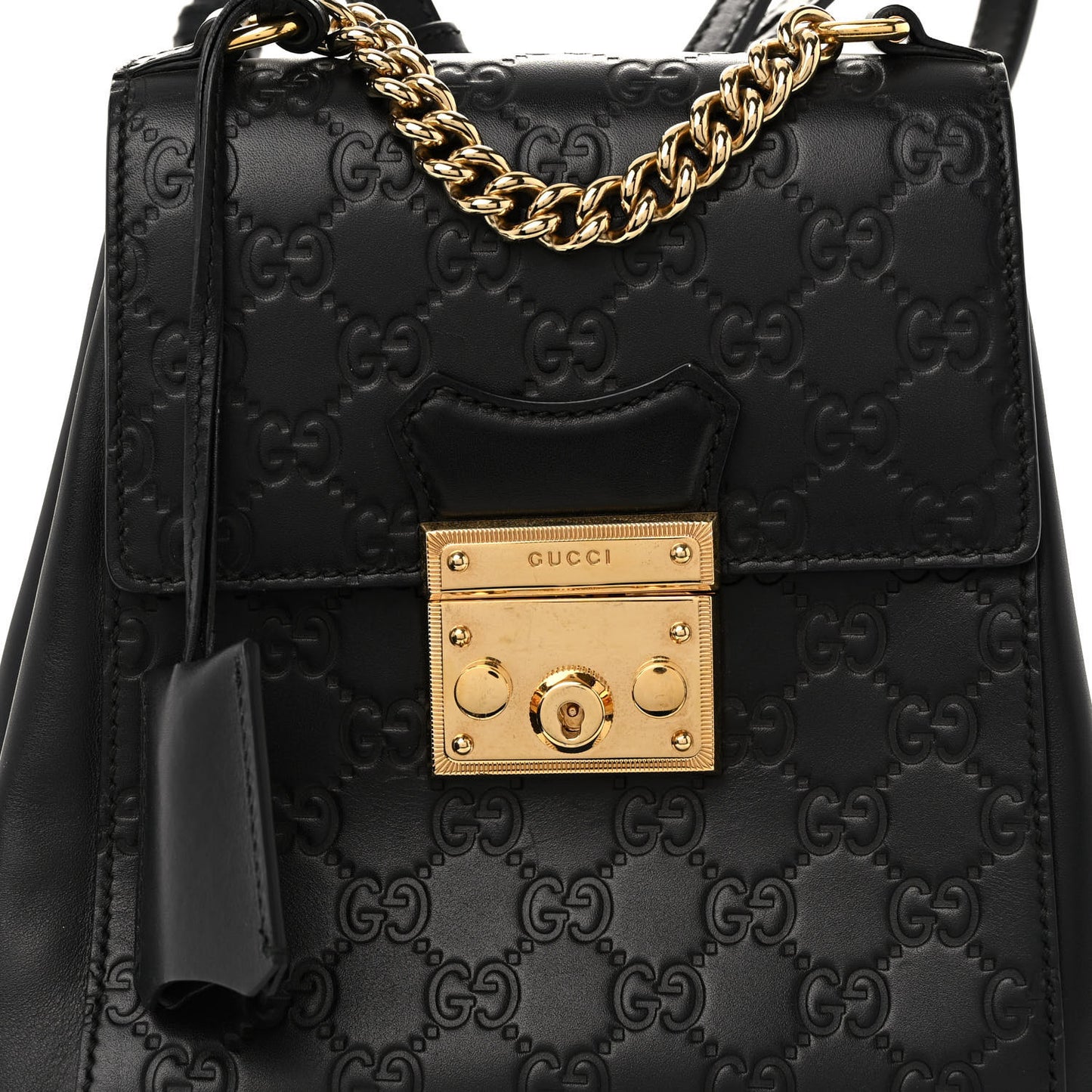 Guccissima Signature Padlock Backpack Black