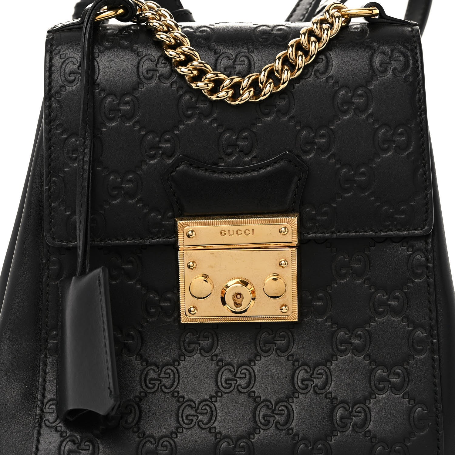 Gucci Guccissima Signature Padlock Backpack Black 7 of 9