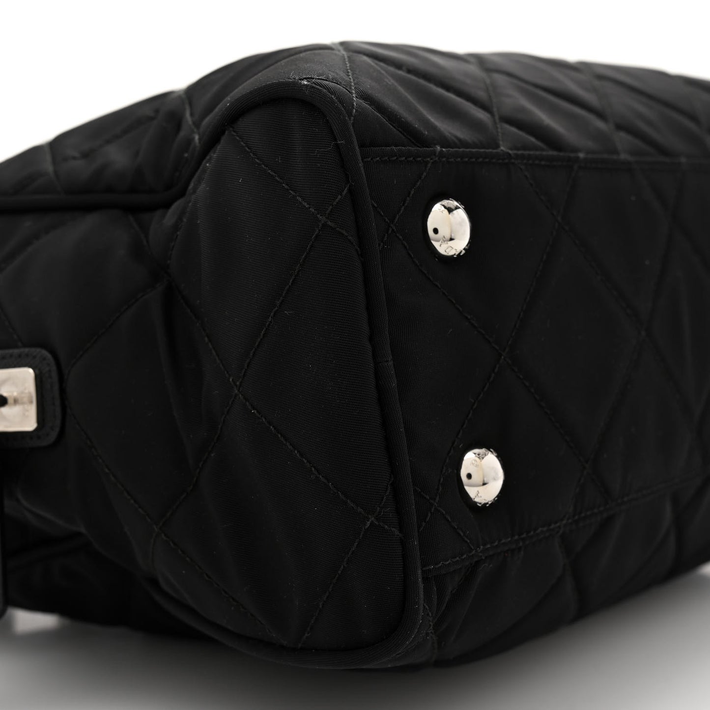 Nylon Tessuto Impuntu Quilted Shoulder Bag Black