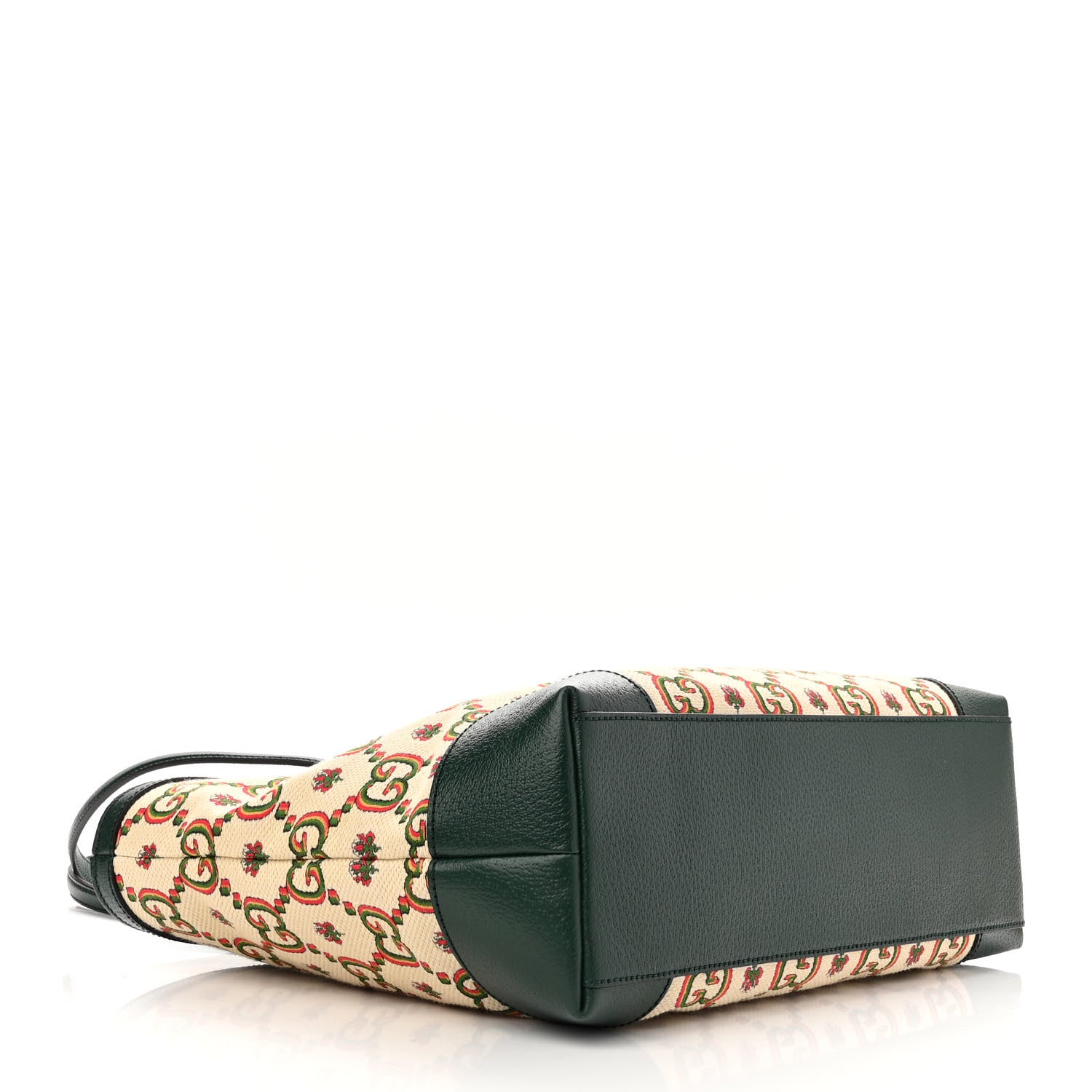 Gucci Cotton Textured Dollar Calfskin GG Monogram Floral Medium Gucci 100 Ophidia Tote Bag Beige Green Multicolor Vintage Green 4 of 9