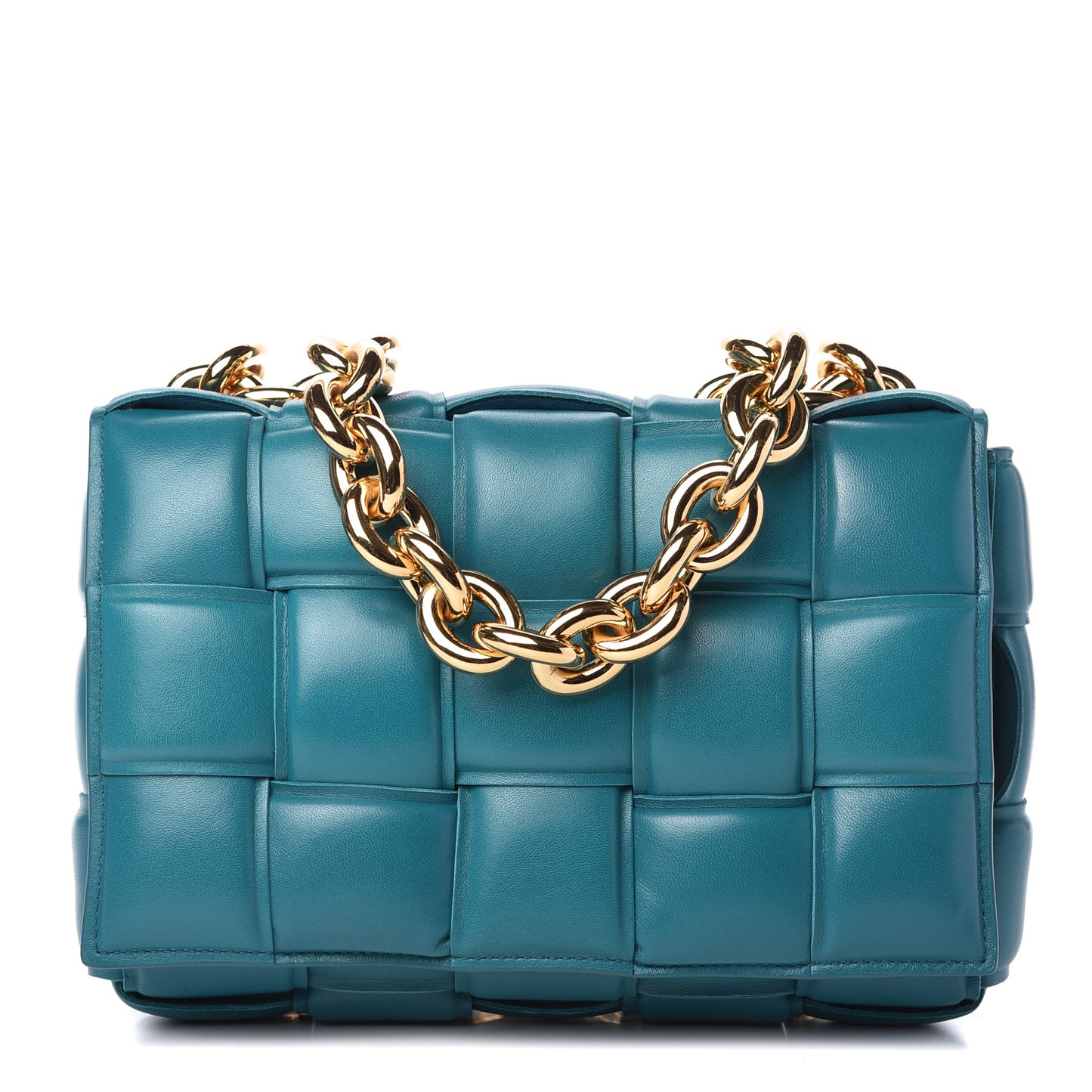Lambskin Maxi Intreccio Padded Chain Cassette Crossbody Bag Mallard