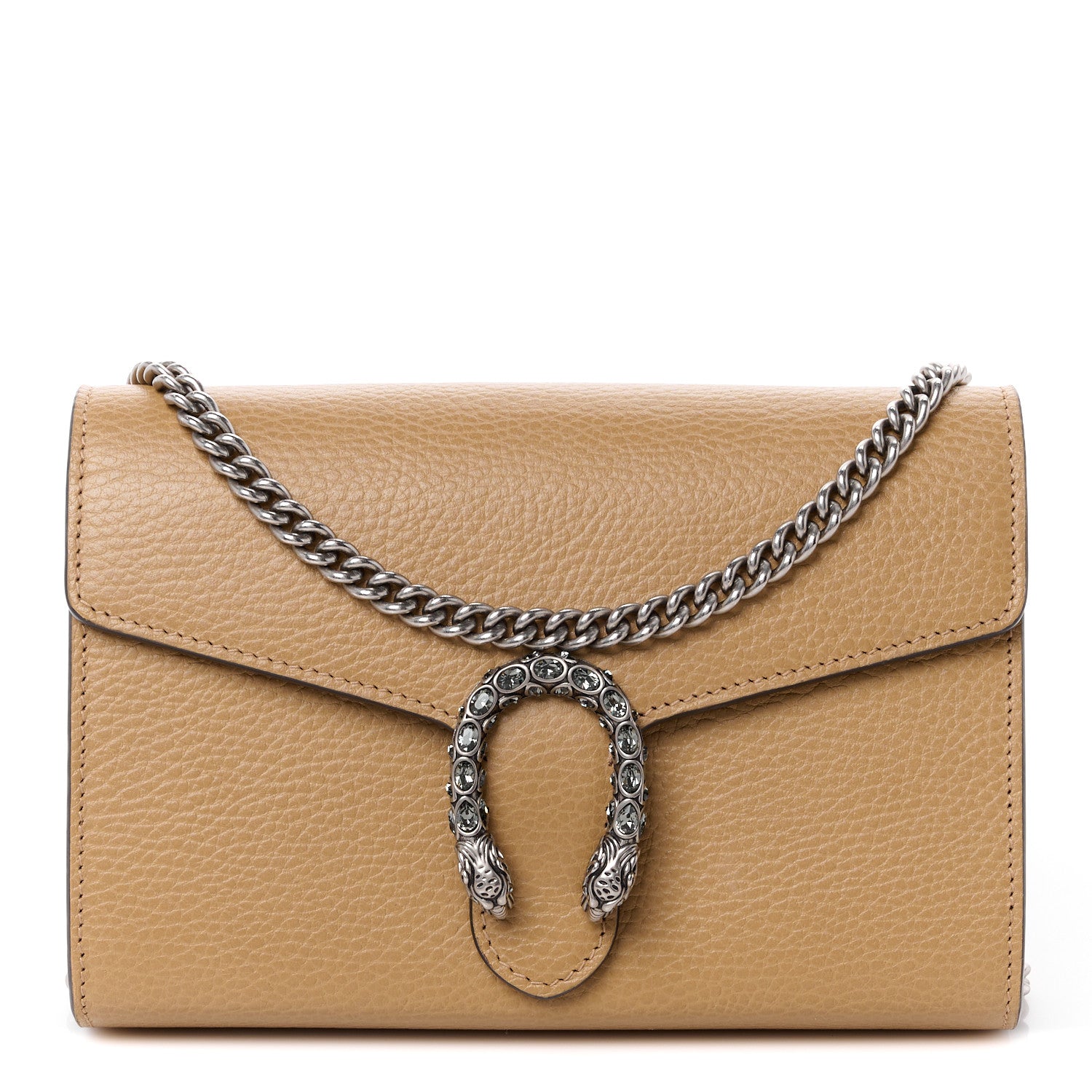 Gucci Dollar Calfskin Crystal Mini Dionysus Chain Wallet Natural Tan Black Diamond 1 of 11