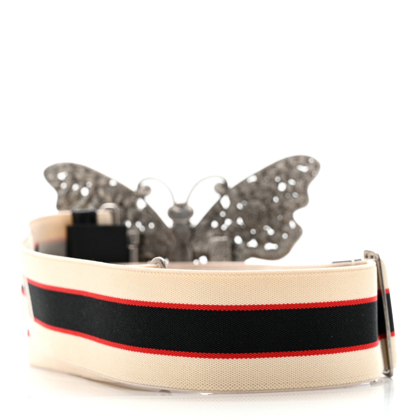 Jacquard Crystal Stripe Butterfly Belt 100 40 White