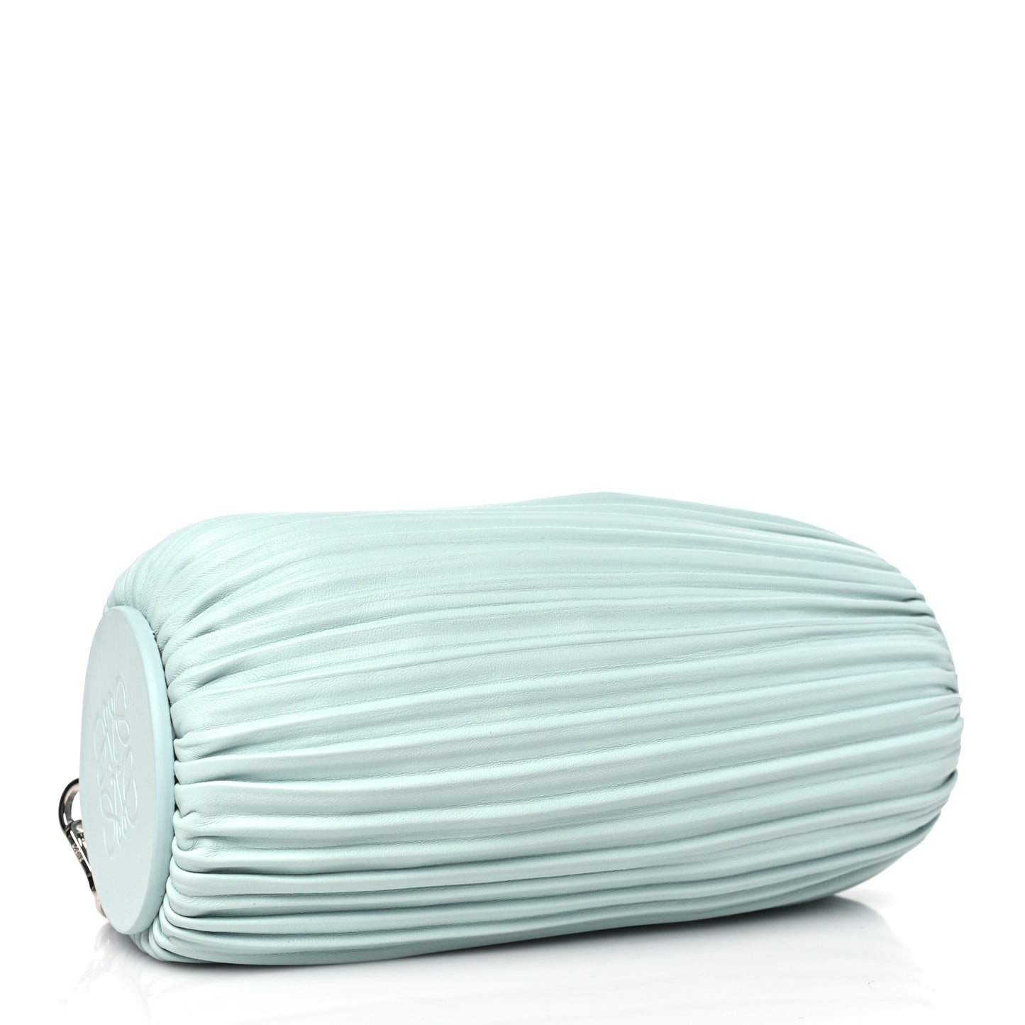 Lambskin Pleated Bracelet Pouch shoulder Bag Blue Iceberg