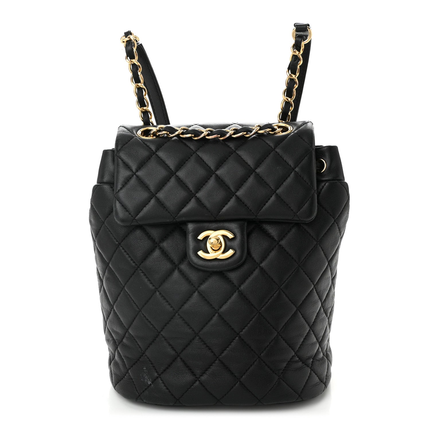 CHANEL Black quilted lamb leather backpack