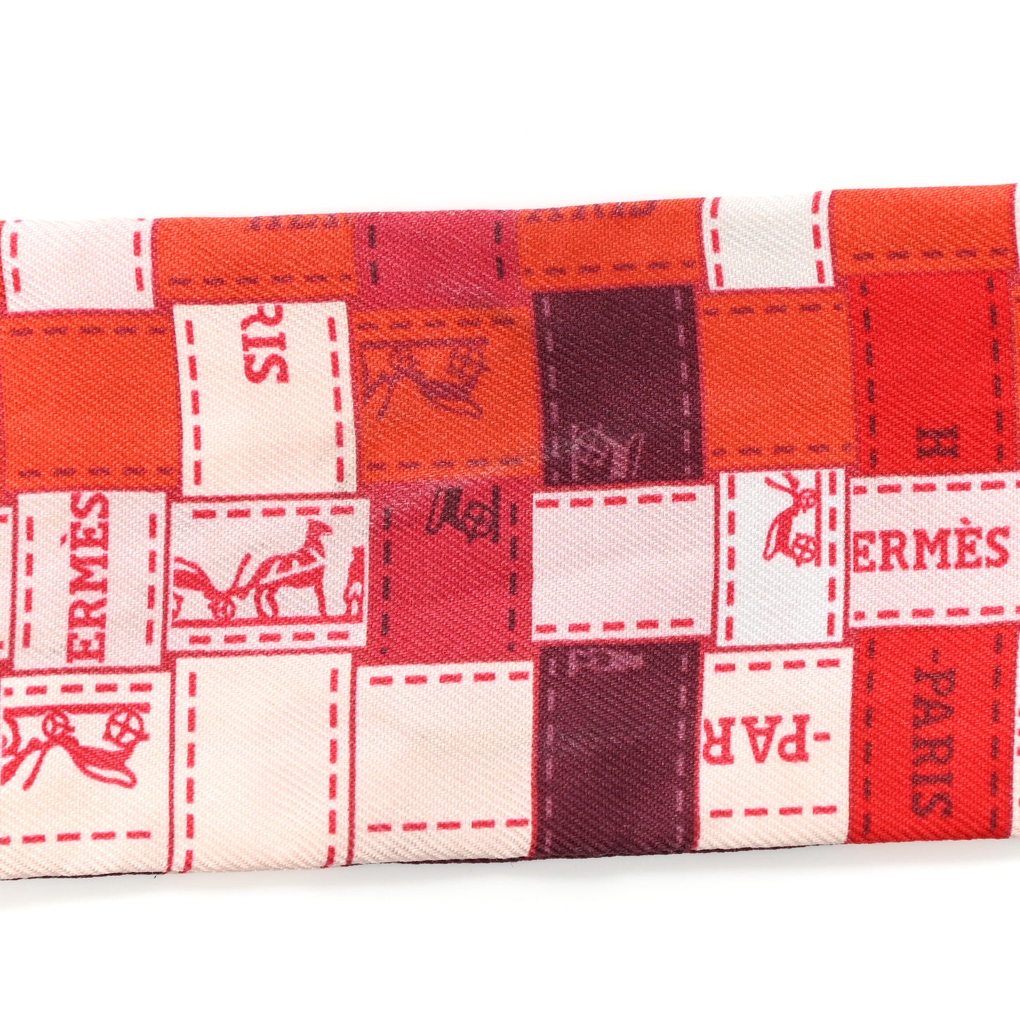 Silk Bolduc Au Carre Twilly Rouge Bordeaux Creme