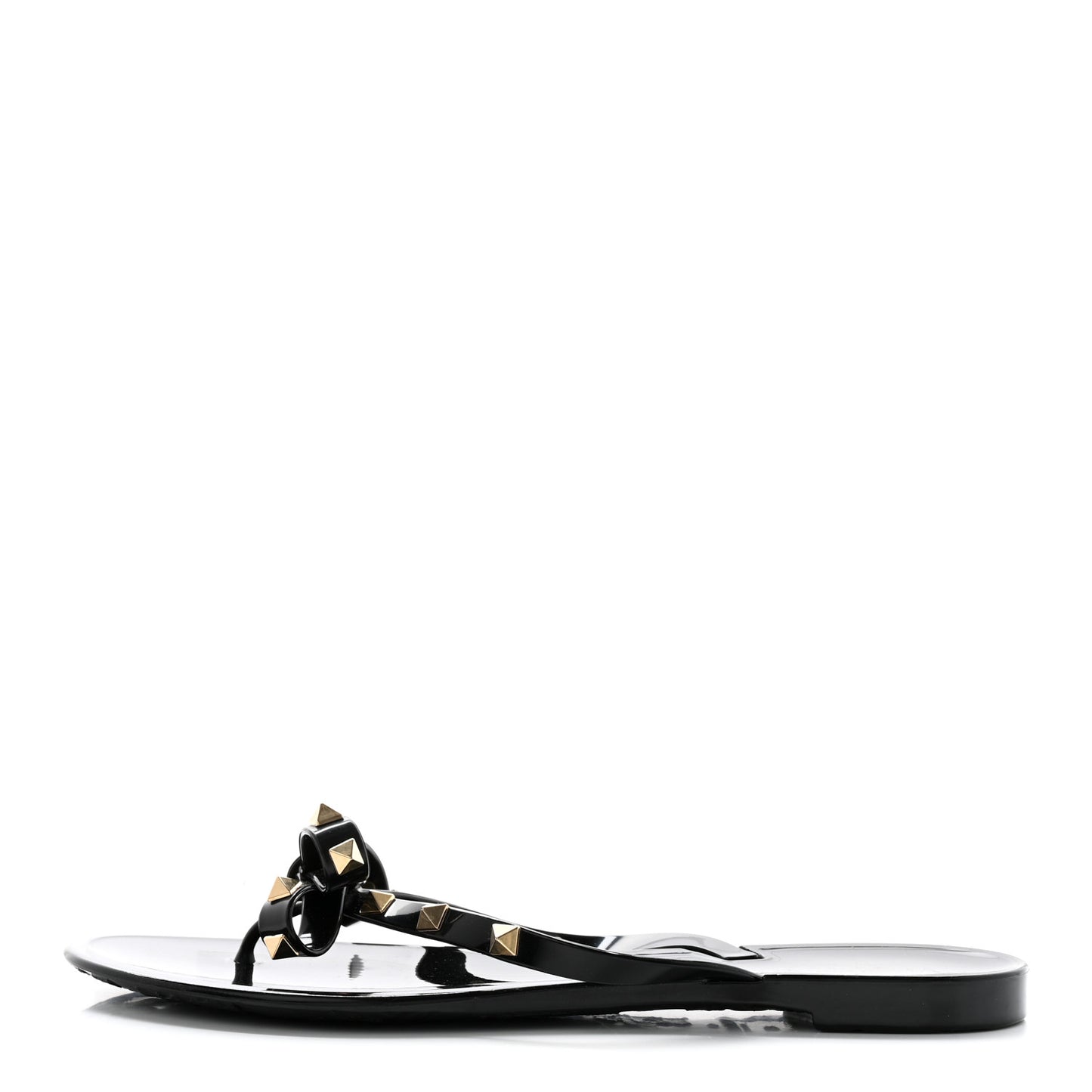PVC Jelly Rockstud Bow Thong Sandals 41 Black