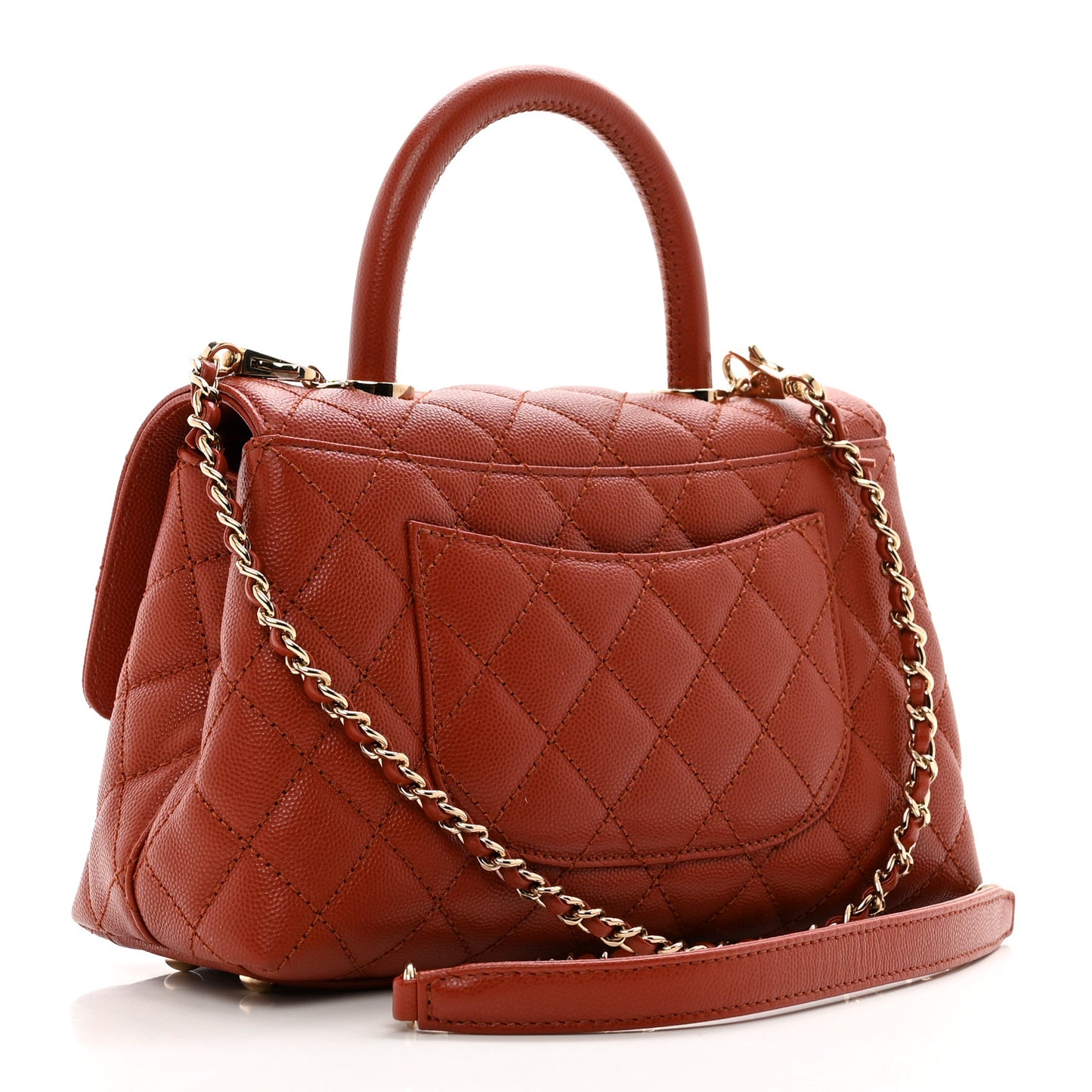 Caviar Quilted Mini Coco Handle Flap Brown