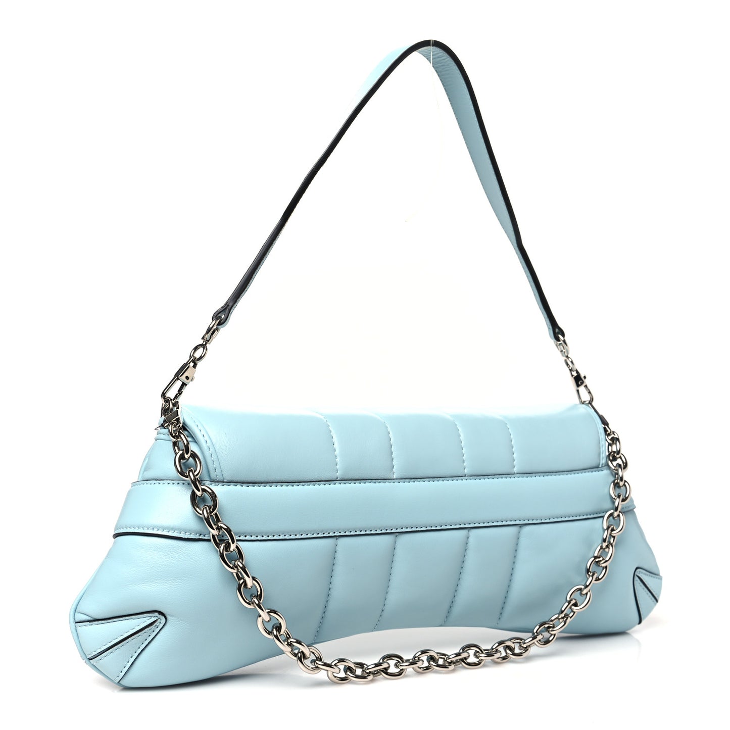 Nappa Vertical Matelasse Medium Maxi Horsebit Chain Shoulder Bag Crystal Snow