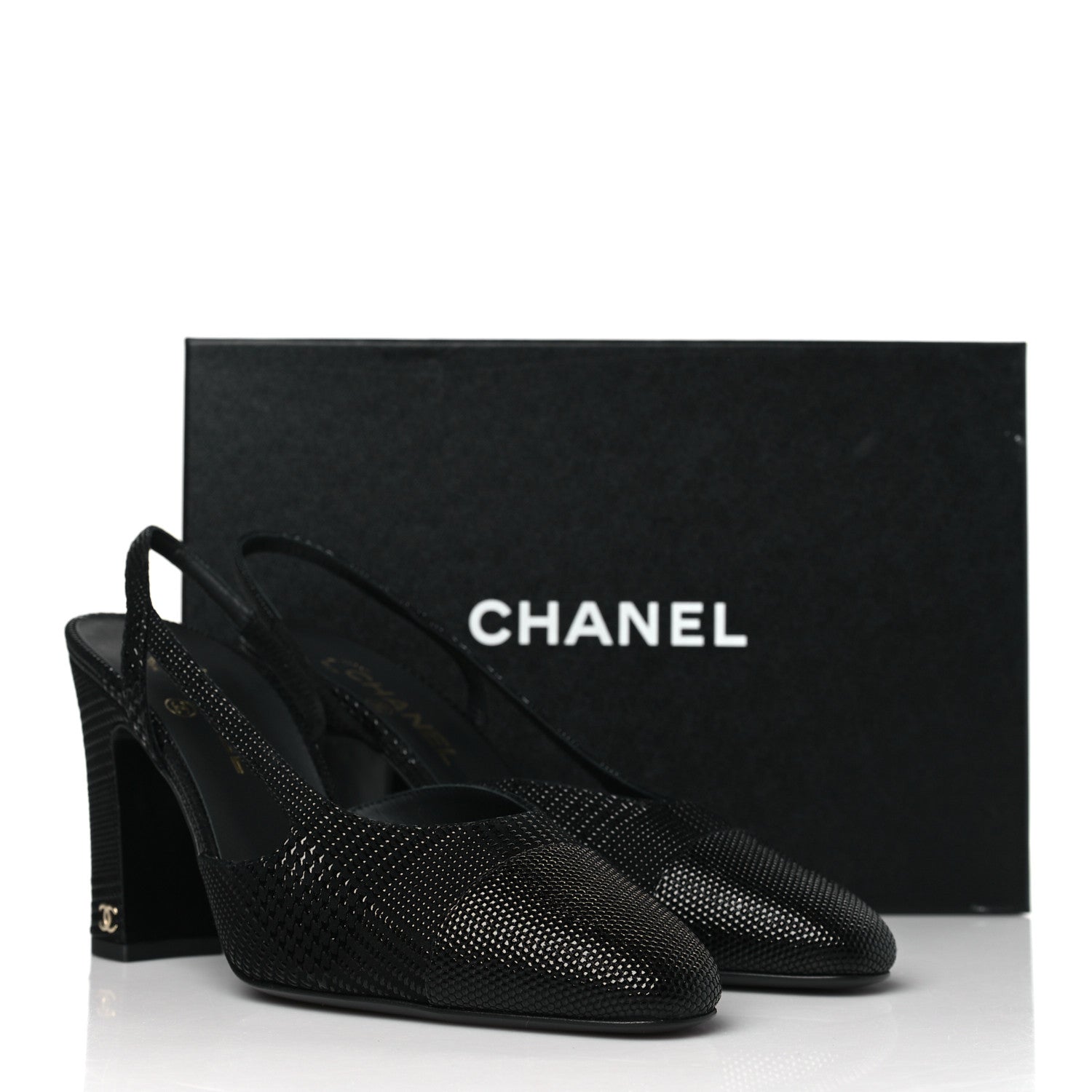 Chanel Strass Cap Toe CC Slingback Pumps 41 Black 9 of 9
