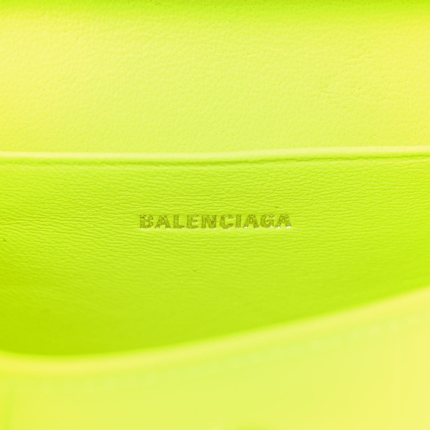 Semi Shiny Calfskin Crocodile Embossed Hourglass Top Handle Bag Mini Fluo Yellow