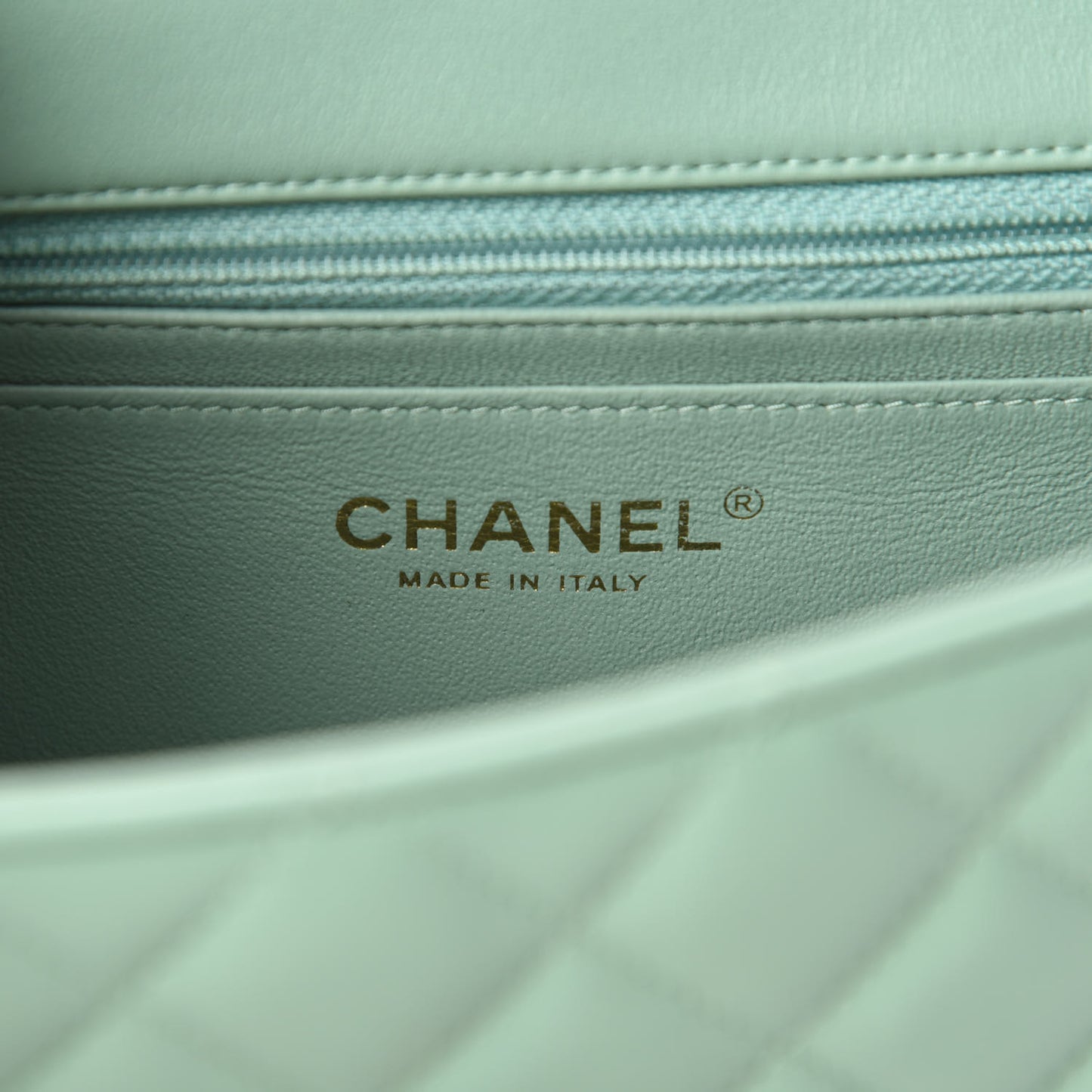 Lambskin Quilted Mini Rectangular Flap Light Green
