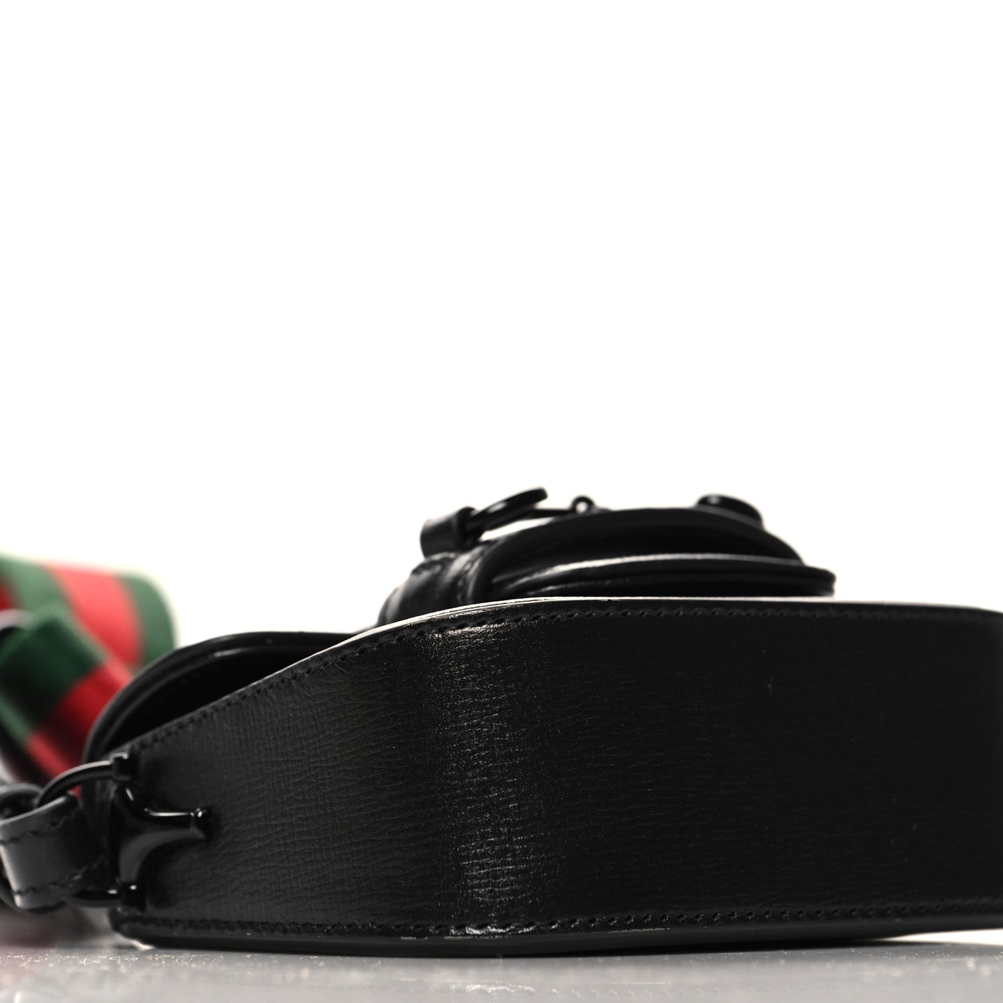 Azalea Calfskin Web Monochrome Horsebit 1955 Wallet On Strap Black