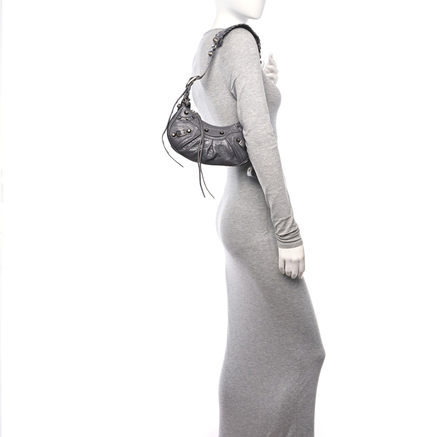 Agneau Arena Le Cagole Shoulder Bag XS Dark Grey