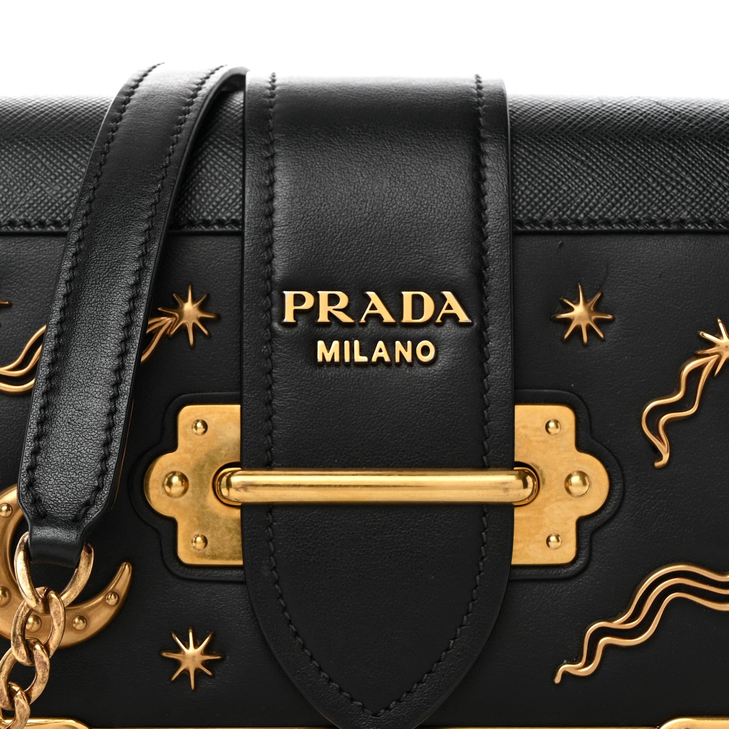 Prada City Calf Saffiano Cahier Astrology Bag Black 9 of 15