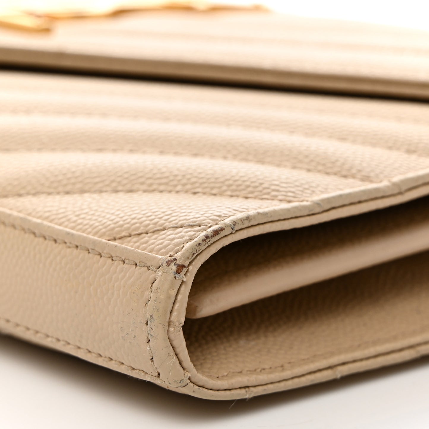 Grain De Poudre Matelasse Chevron Monogram Chain Wallet Deep Beige