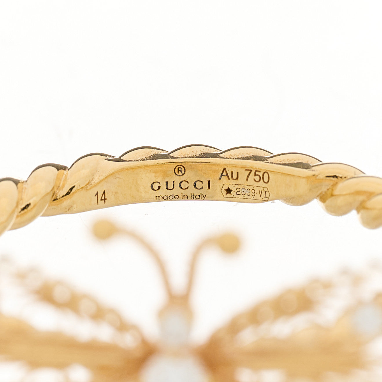 18K Yellow Gold Diamond Butterfly Ring 54 7