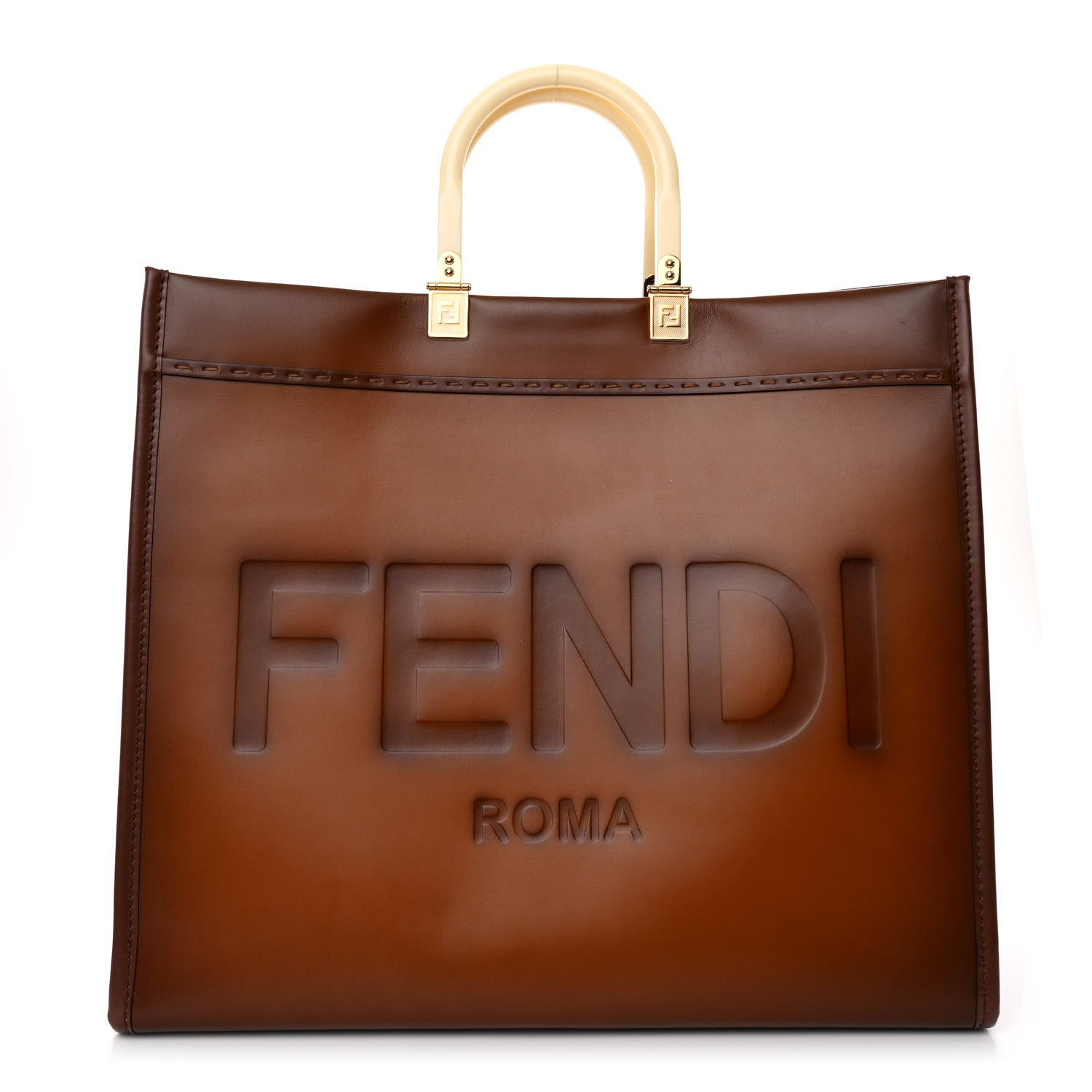 Fendi Vitello King Tamponato Large Fendi Sunshine Shopper Tote Cuoio 1 of 9