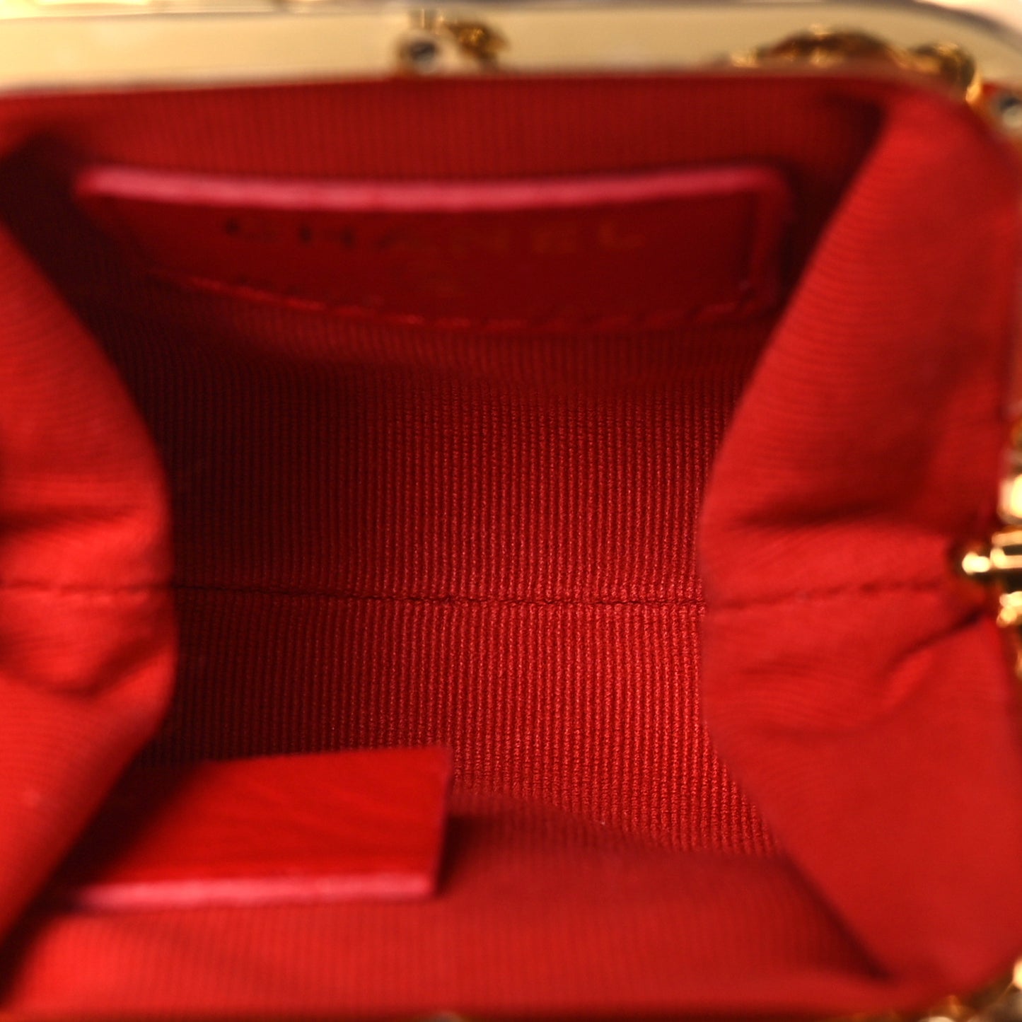 Lambskin Quilted Mini Kiss Lock Clutch With Chain Red