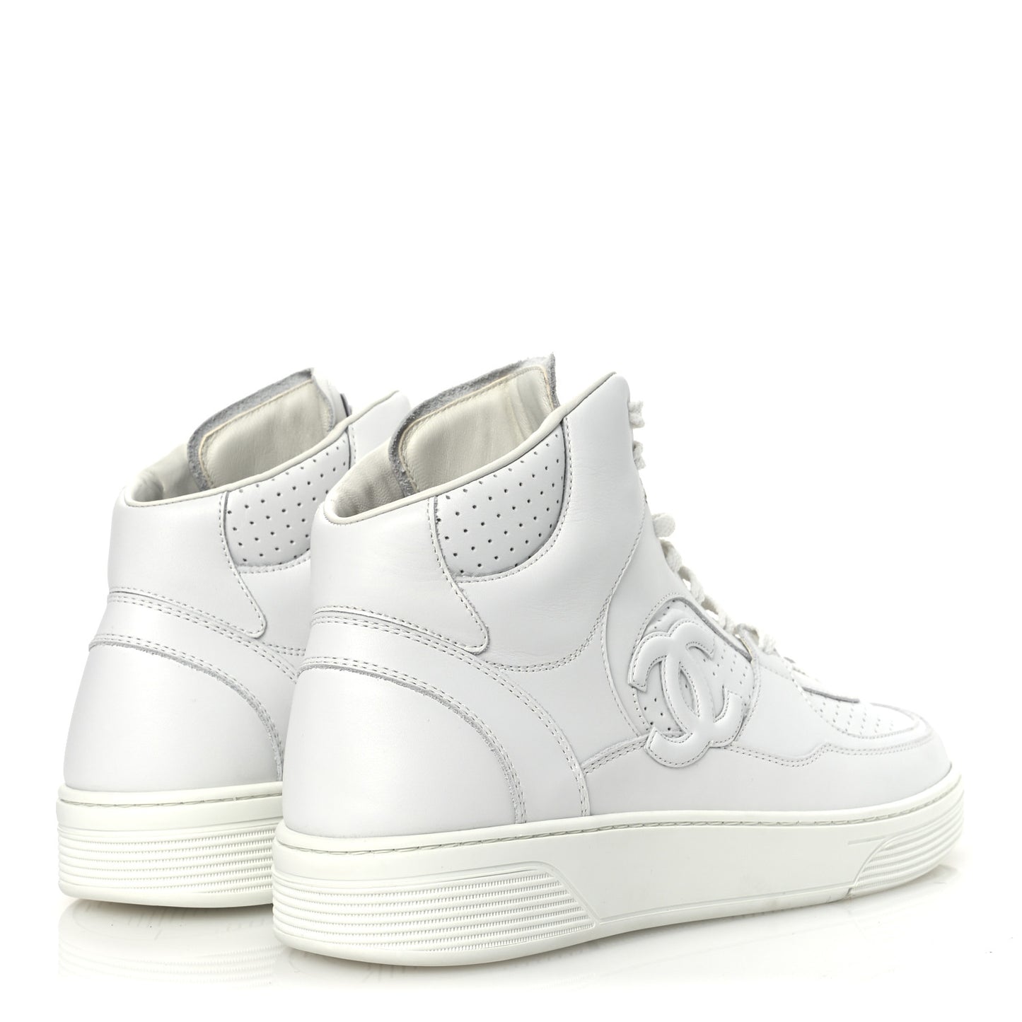 Calfskin CC High Top Sneaker 45 White