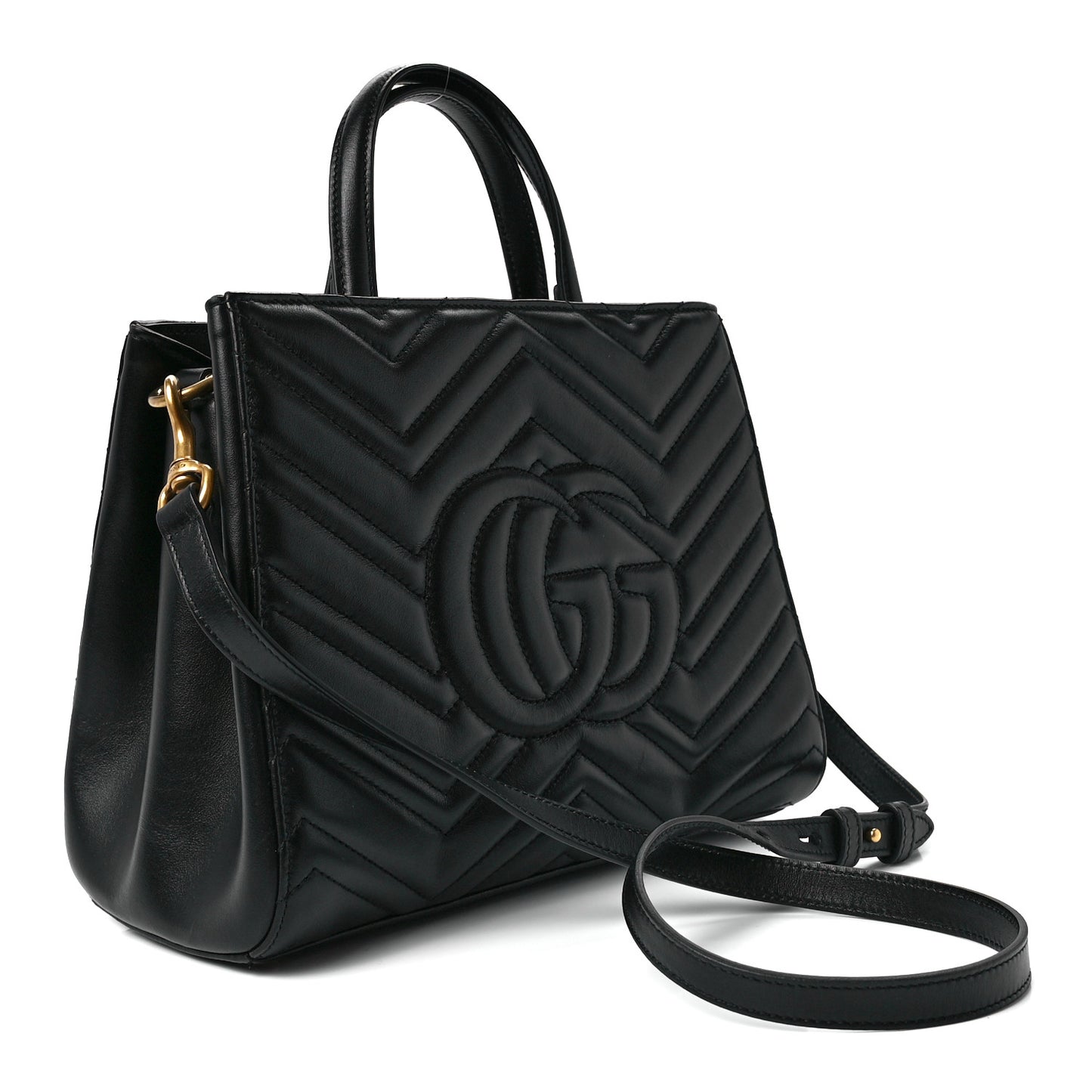 Calfskin Matelasse Small GG Marmont Tote Black