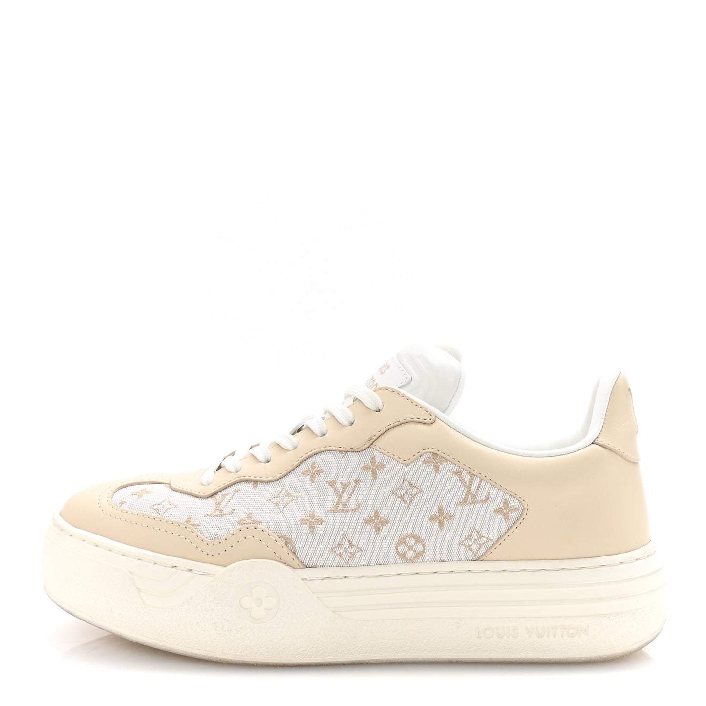 Canvas Calfskin Monogram LV Groovy Platform Sneakers 38 Beige