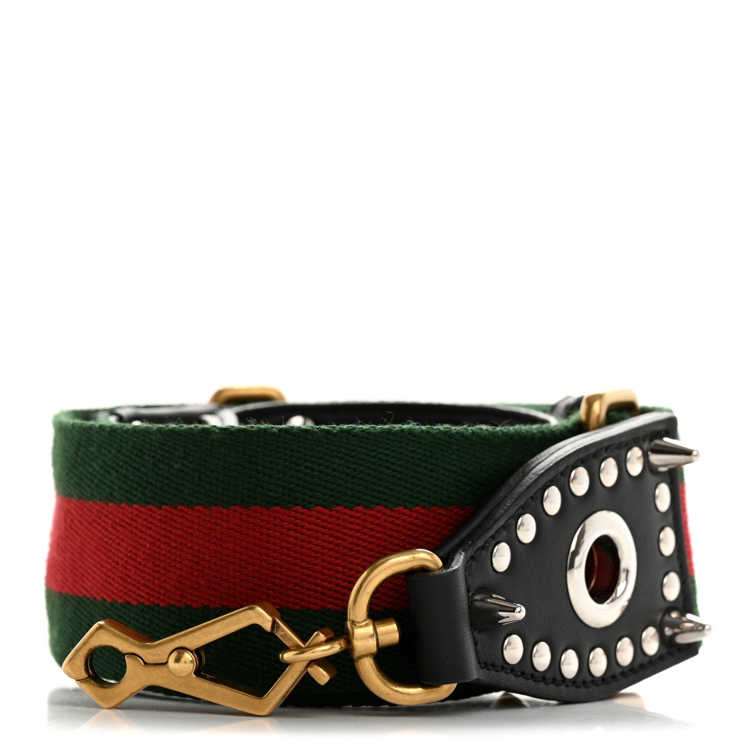 Gucci Canvas Web Studded Wide Shoulder Strap Green Red 1734658