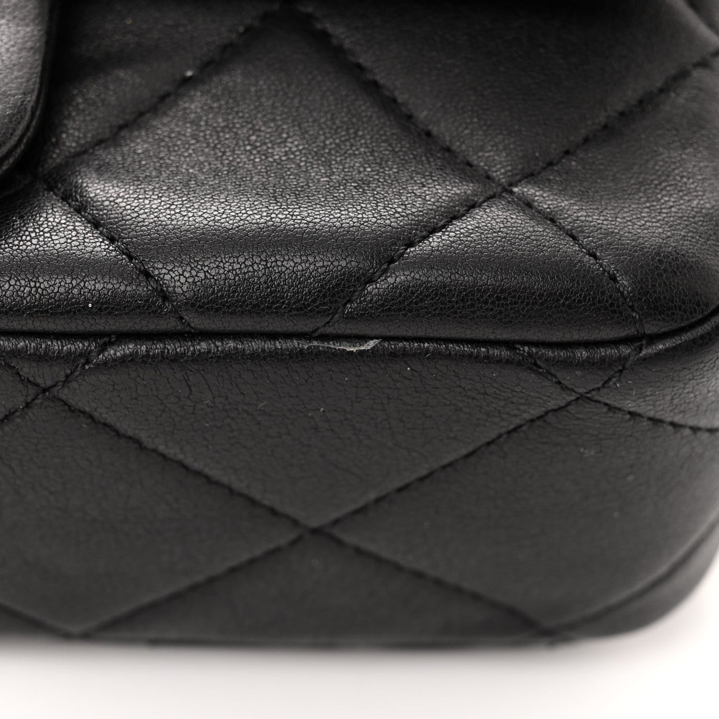 Lambskin Metal Quilted Mini Top Handle Square Flap Black