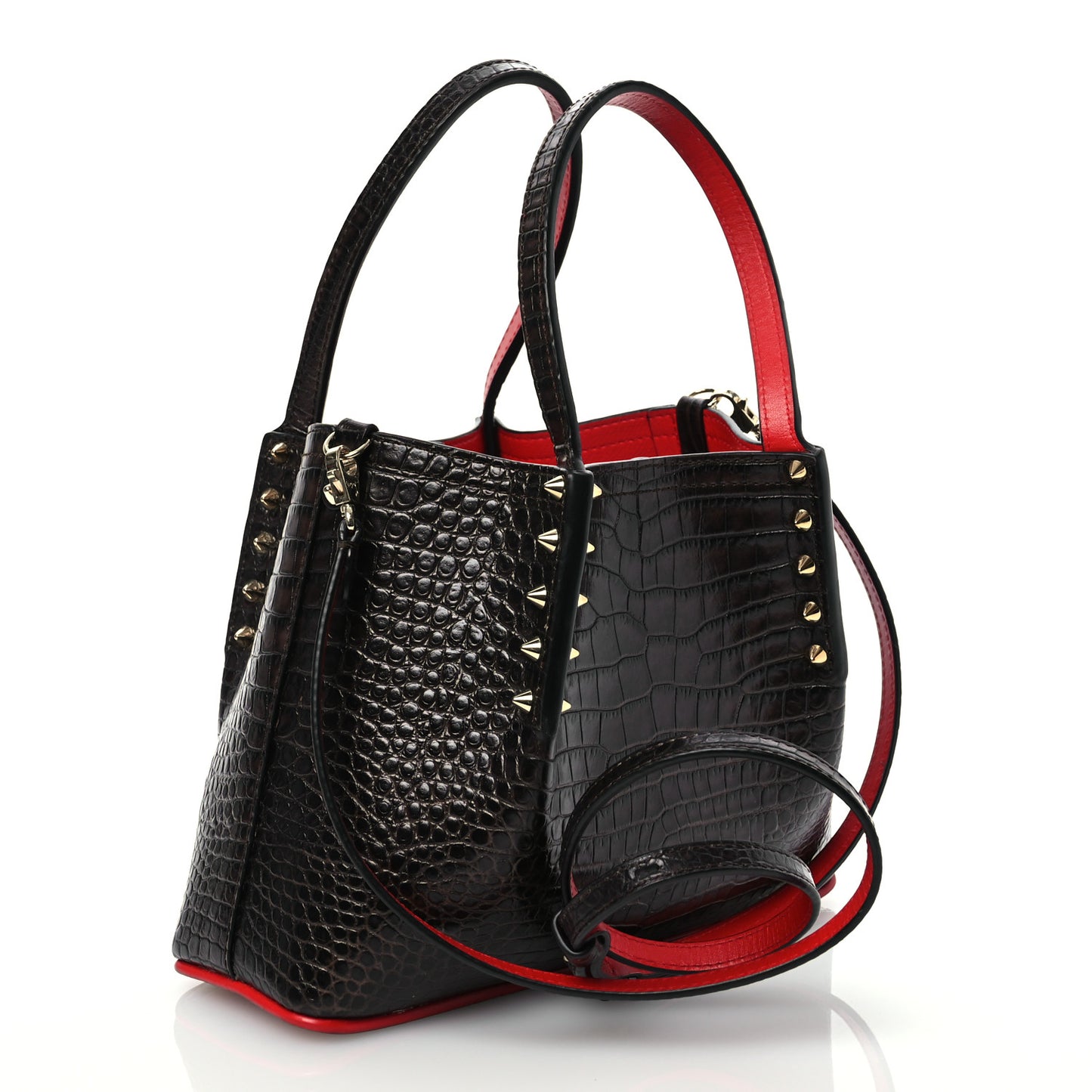 Patent Embossed Spiked Mini Cabarock Shopper Tote