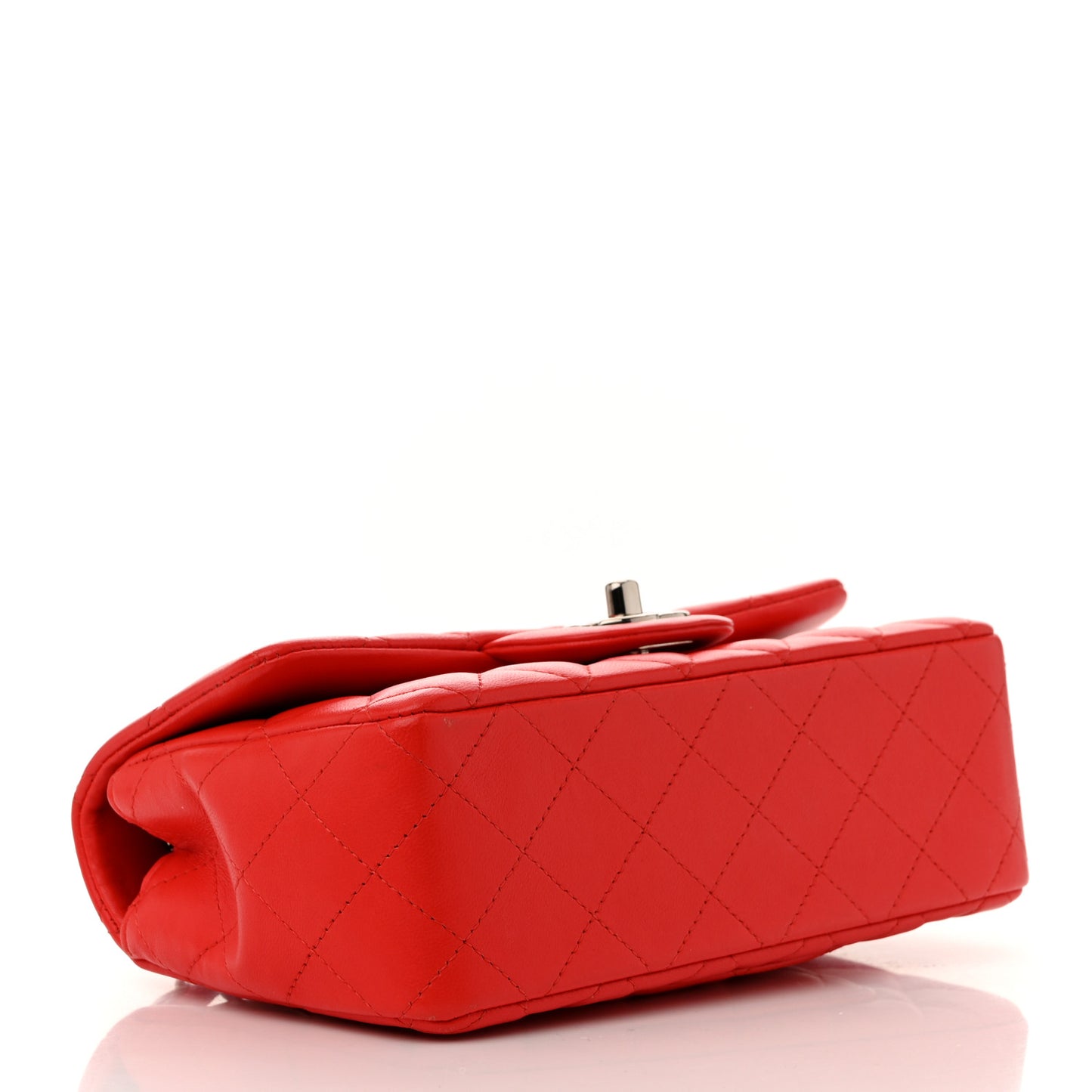 Lambskin Quilted Mini Rectangular Flap Red