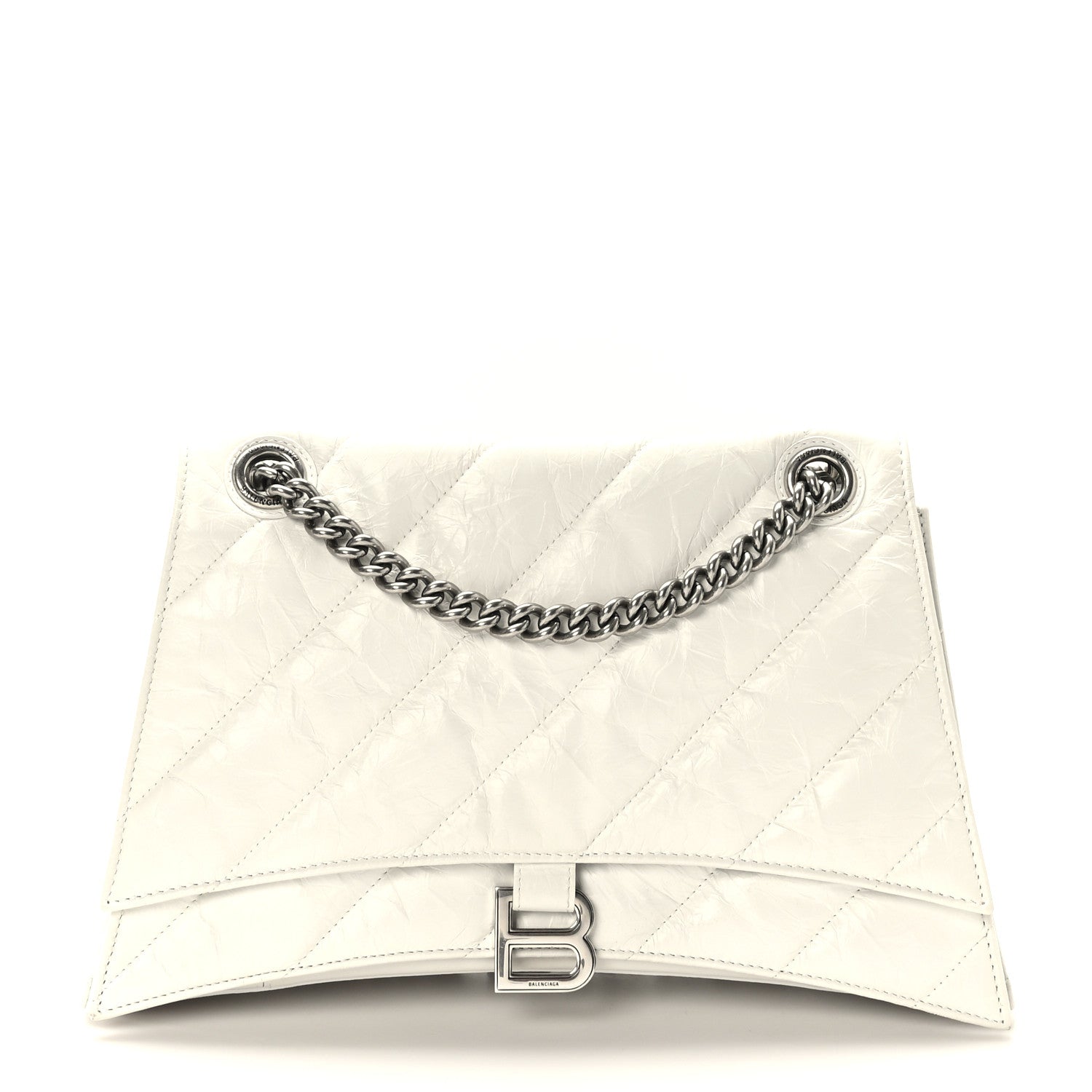 Balenciaga Crushed Calfskin Quilted Medium Crush Chain Bag Optic White 1 of 8