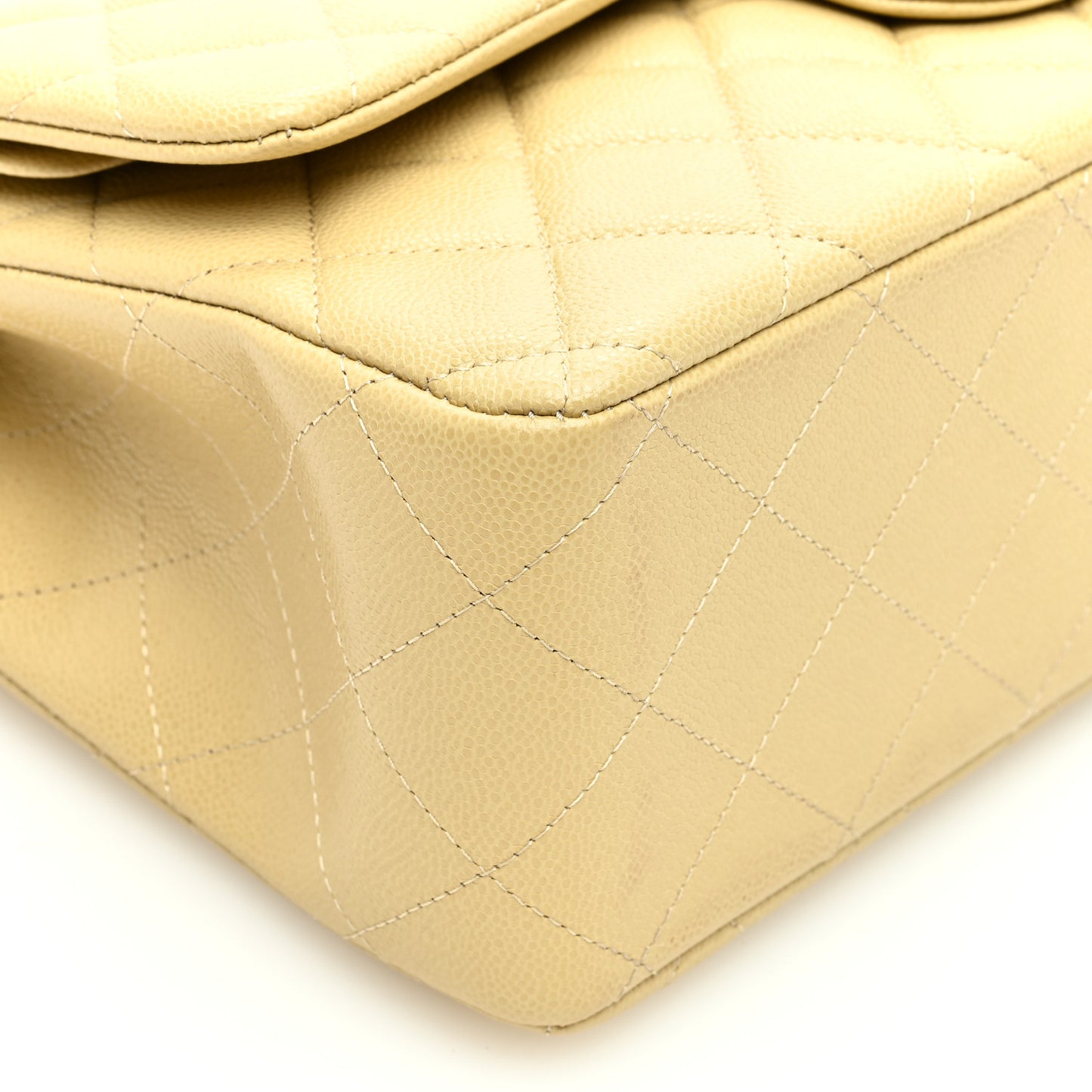 Caviar Quilted Jumbo Double Flap Light Green