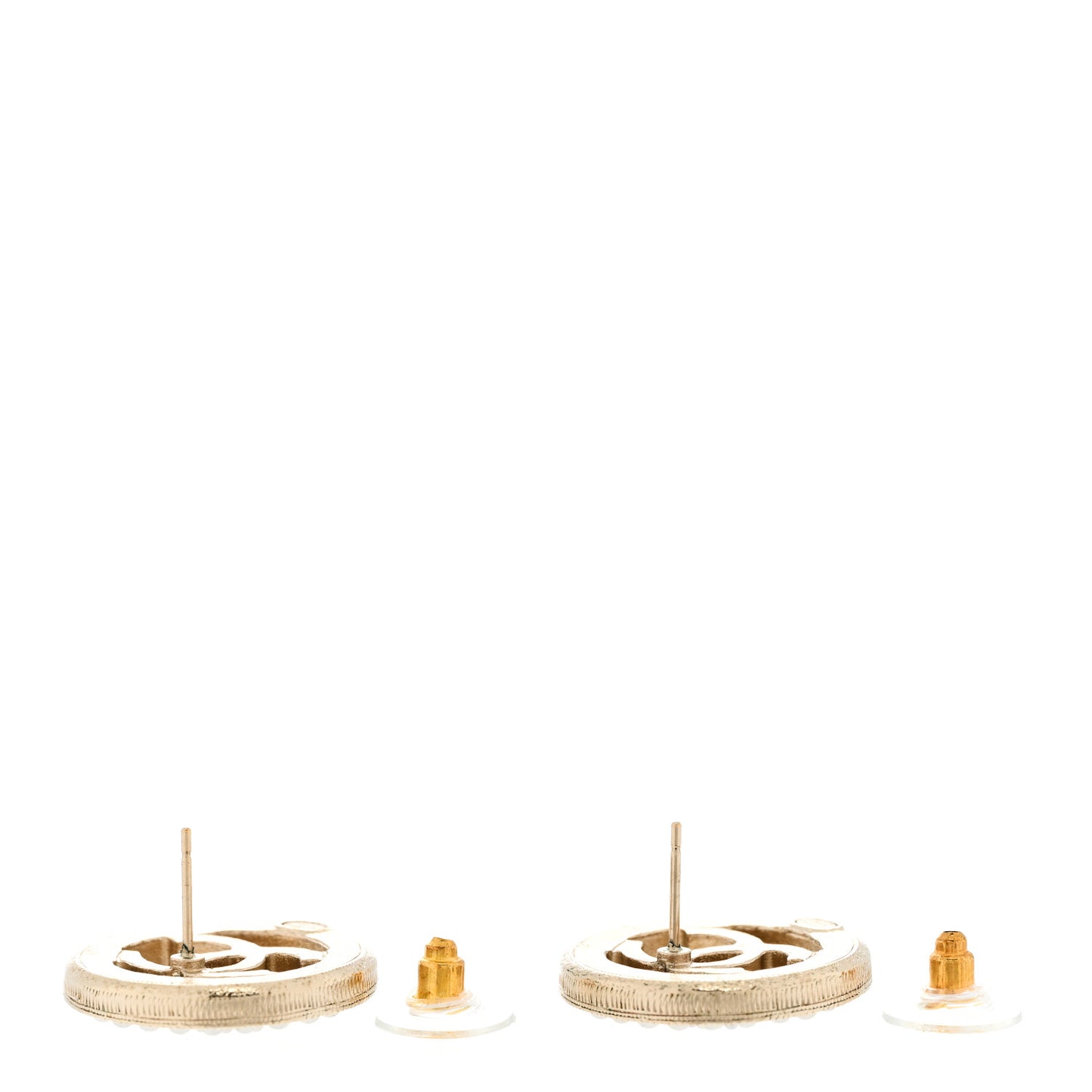 Pearl CC Round Earrings Gold