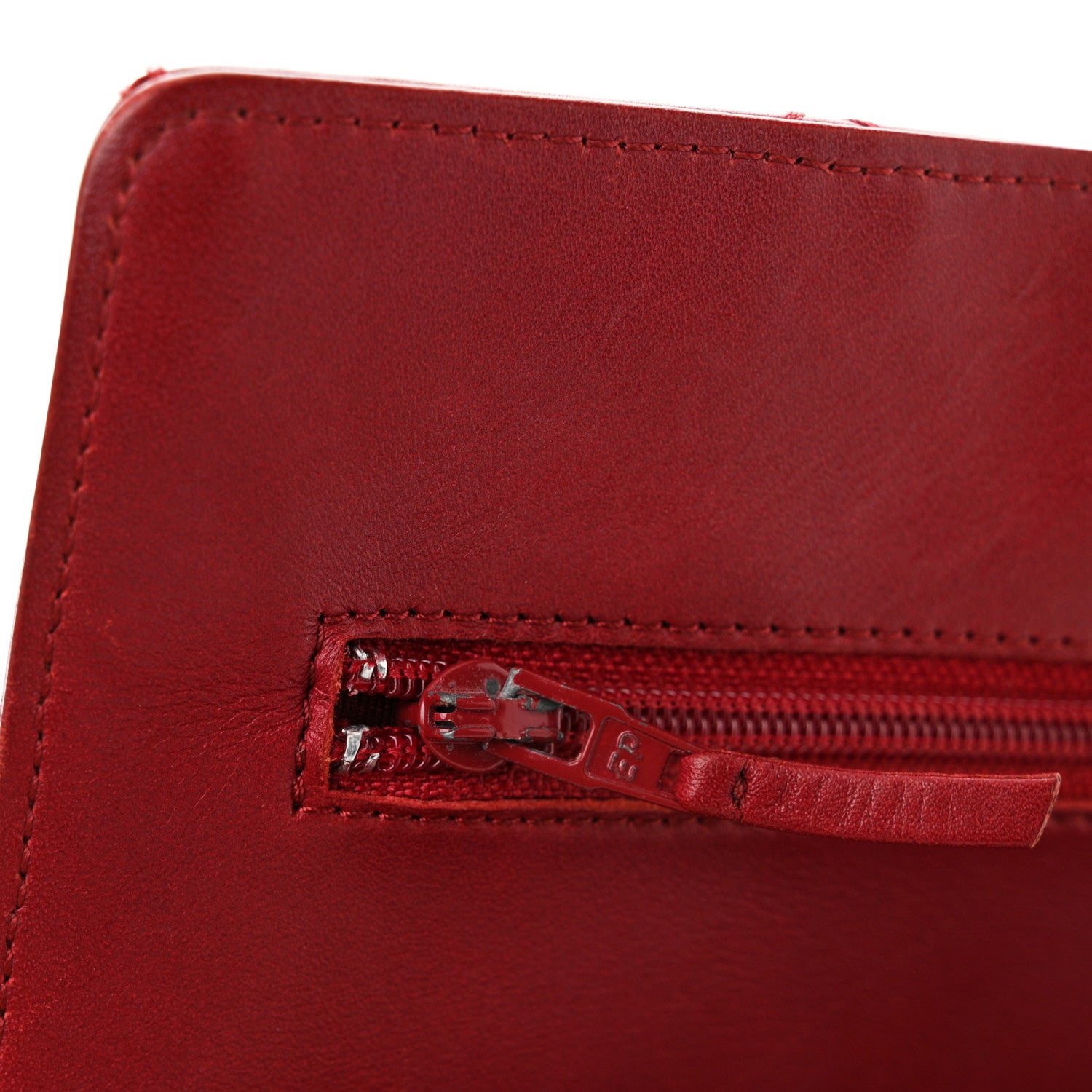 Chanel Calfskin Double Stitch Hamptons Wallet On Chain WOC Red 12 of 14