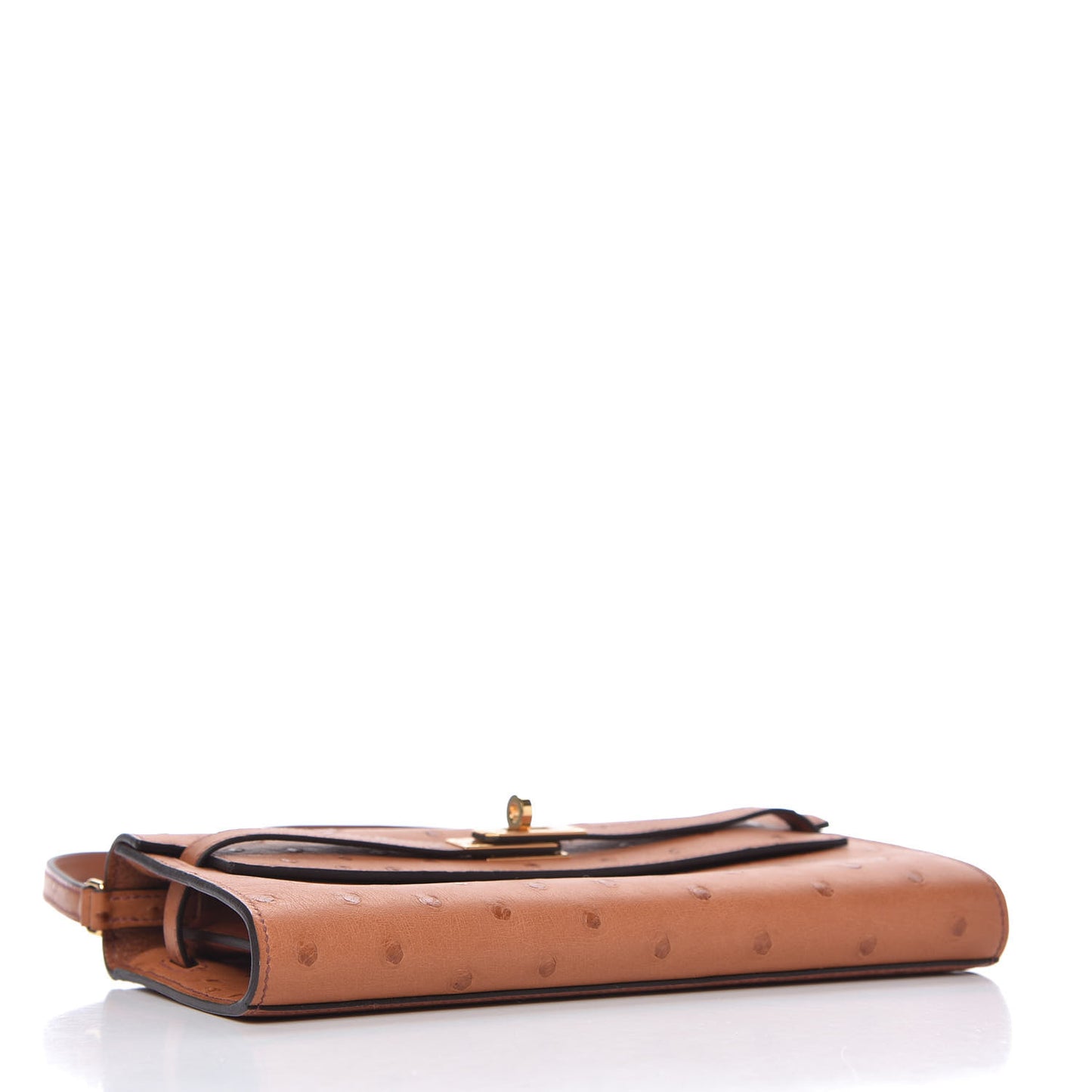 Ostrich Kelly Wallet To Go Gold