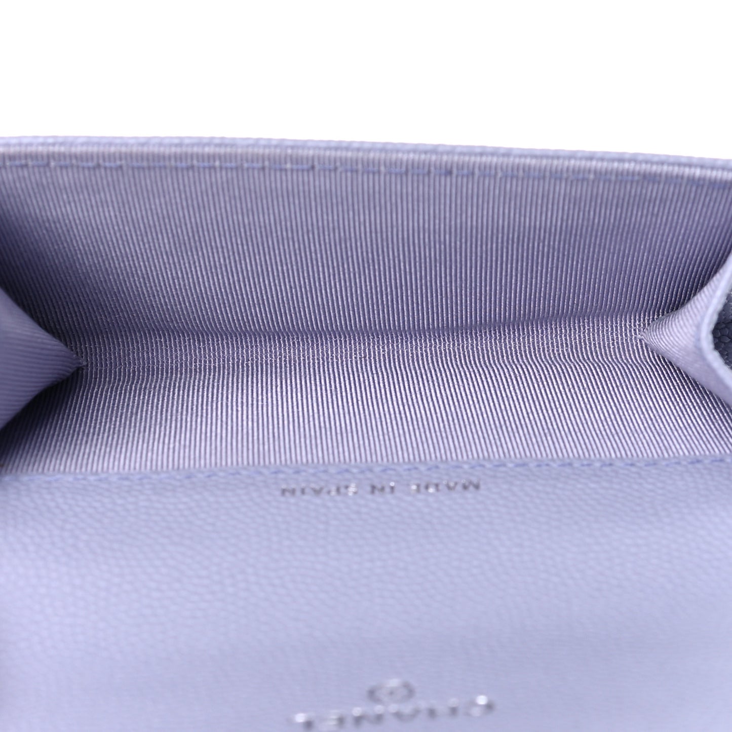 Caviar Quilted Flap Card Holder Wallet Light Purple