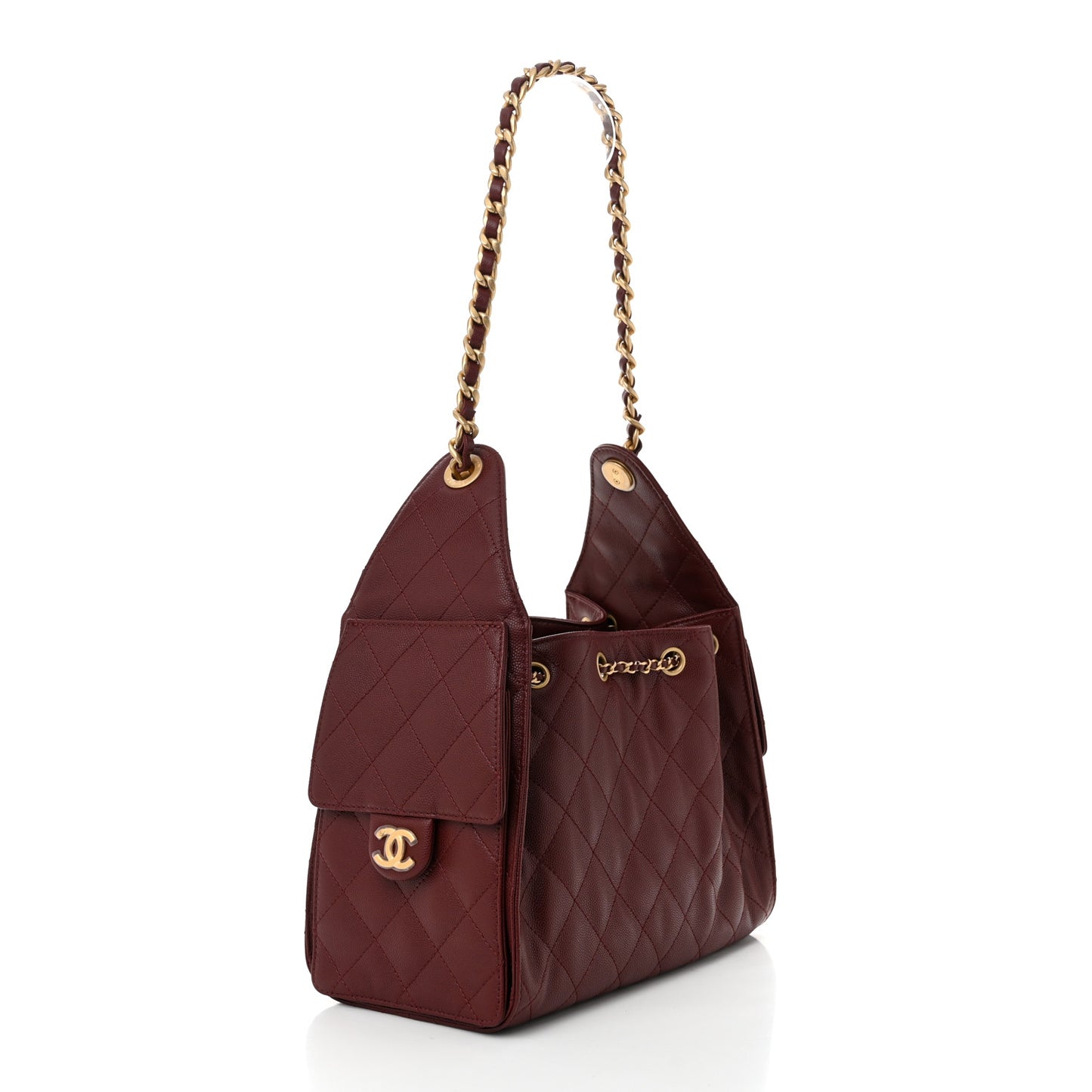 Caviar Quilted Small Chanel 25 Handbag Burgundy