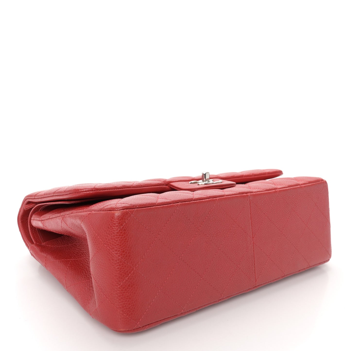 Caviar Quilted Jumbo Double Flap Red